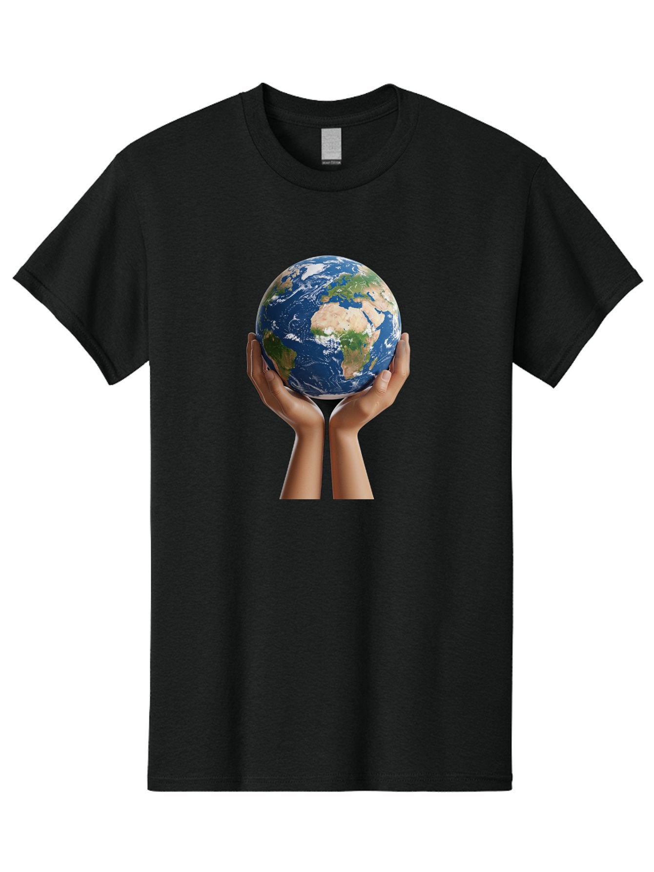 Hands-Holding-Earth Men'S Graphic Tee, 100% Cotton, Comfortable Casual Summer Wear, Machine Washable, Hands Holding The Earth, Global Unity, Environmental Conservation, World Peace, Earth'S Beauty, Human Connection, Global Citizenship, Bac028