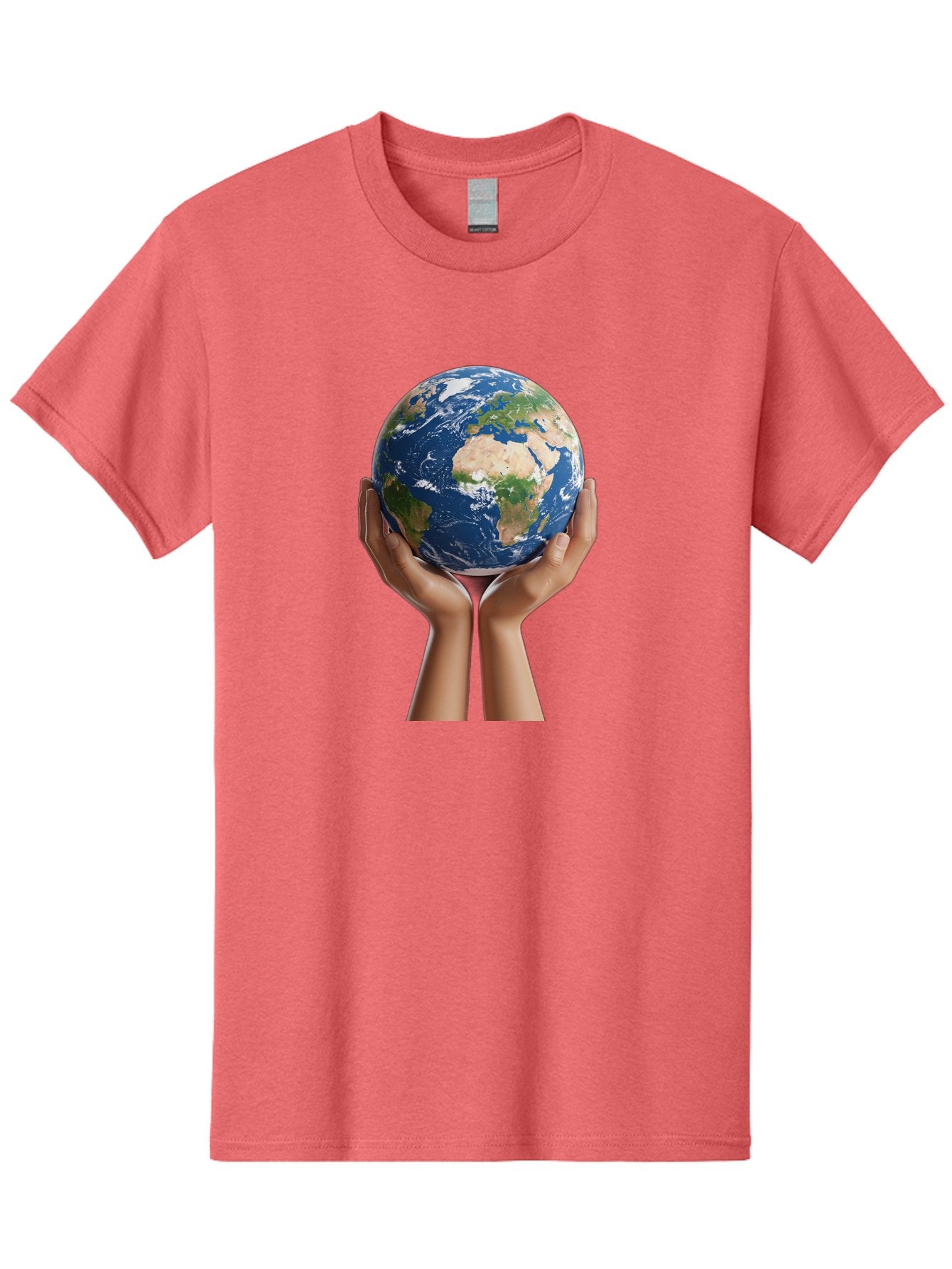 Hands-Holding-Earth Men'S Graphic Tee, 100% Cotton, Comfortable Casual Summer Wear, Machine Washable, Hands Holding The Earth, Global Unity, Environmental Conservation, World Peace, Earth'S Beauty, Human Connection, Global Citizenship, Bac028 4