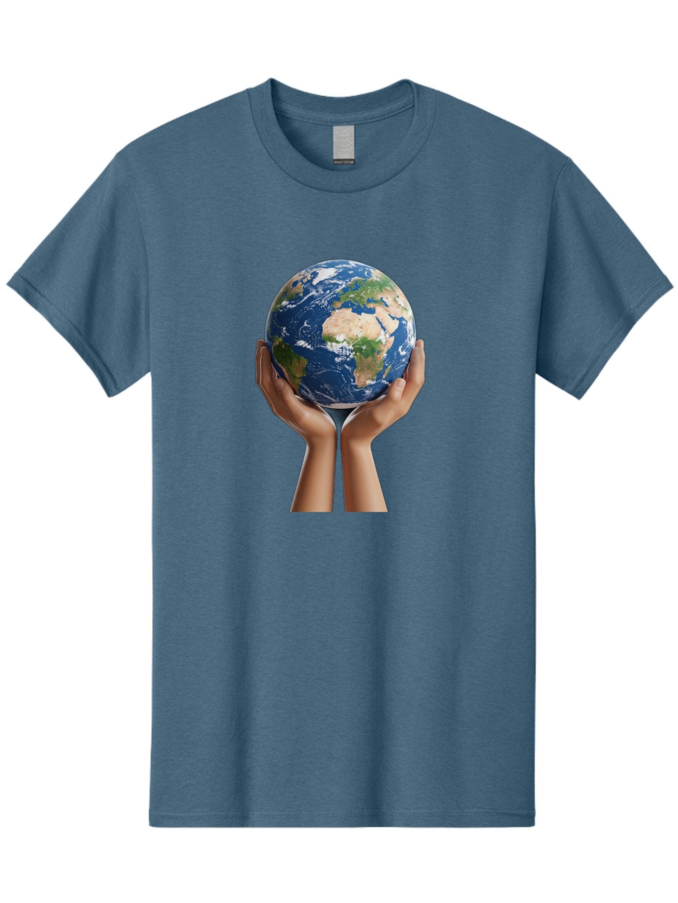 Hands-Holding-Earth Men'S Graphic Tee, 100% Cotton, Comfortable Casual Summer Wear, Machine Washable, Hands Holding The Earth, Global Unity, Environmental Conservation, World Peace, Earth'S Beauty, Human Connection, Global Citizenship, Bac028 7