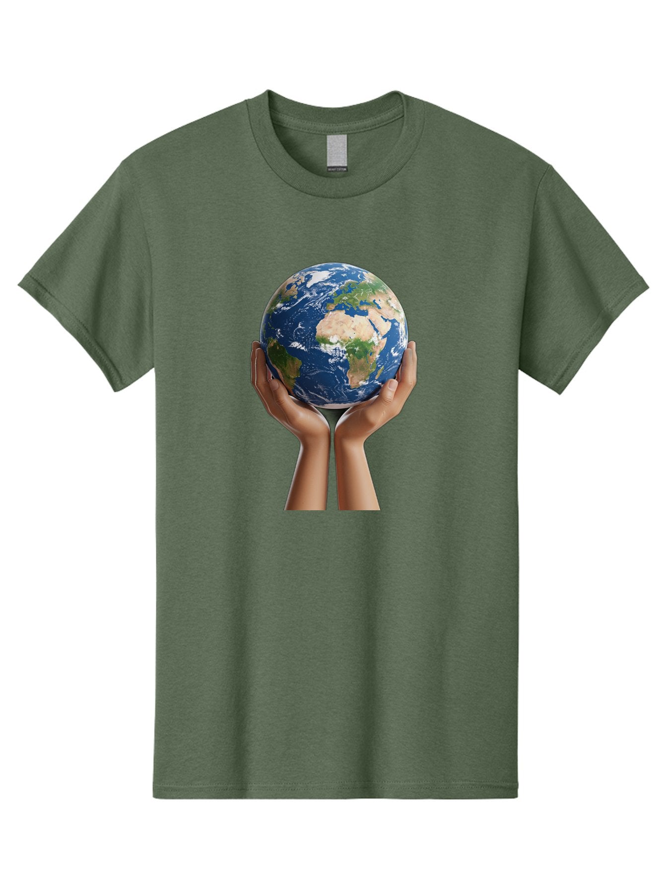 Hands-Holding-Earth Men'S Graphic Tee, 100% Cotton, Comfortable Casual Summer Wear, Machine Washable, Hands Holding The Earth, Global Unity, Environmental Conservation, World Peace, Earth'S Beauty, Human Connection, Global Citizenship, Bac028 5