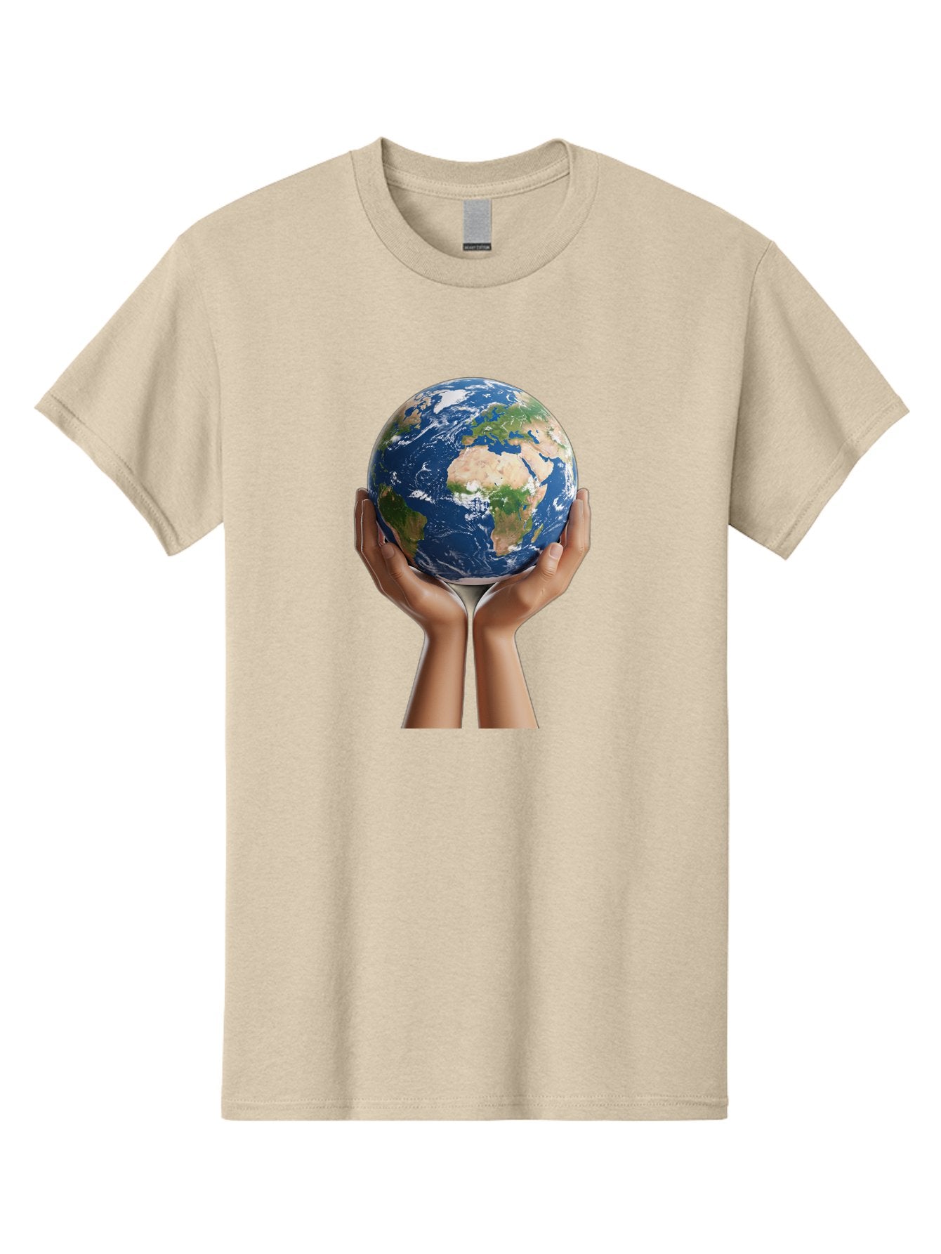 Hands-Holding-Earth Men'S Graphic Tee, 100% Cotton, Comfortable Casual Summer Wear, Machine Washable, Hands Holding The Earth, Global Unity, Environmental Conservation, World Peace, Earth'S Beauty, Human Connection, Global Citizenship, Bac028