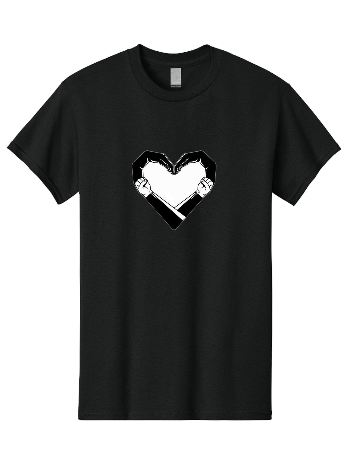 Hands-Holding-Heart Men'S Graphic Tee, 100% Cotton, Comfortable Casual Summer Wear, Machine Washable, Hands Holding Heart, Heart Shape, Black And White Graphic, Symbolic Illustration, Love Symbol, Heart Sign, Clenched Fists, Artistic Design, Bac029 5