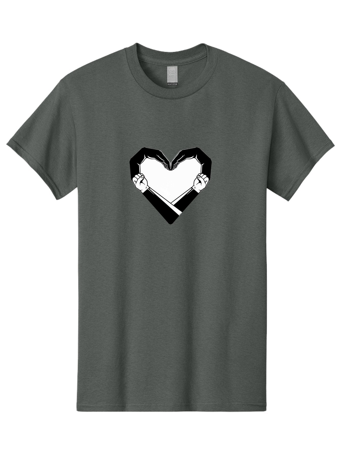 Hands-Holding-Heart Men'S Graphic Tee, 100% Cotton, Comfortable Casual Summer Wear, Machine Washable, Hands Holding Heart, Heart Shape, Black And White Graphic, Symbolic Illustration, Love Symbol, Heart Sign, Clenched Fists, Artistic Design, Bac029 15