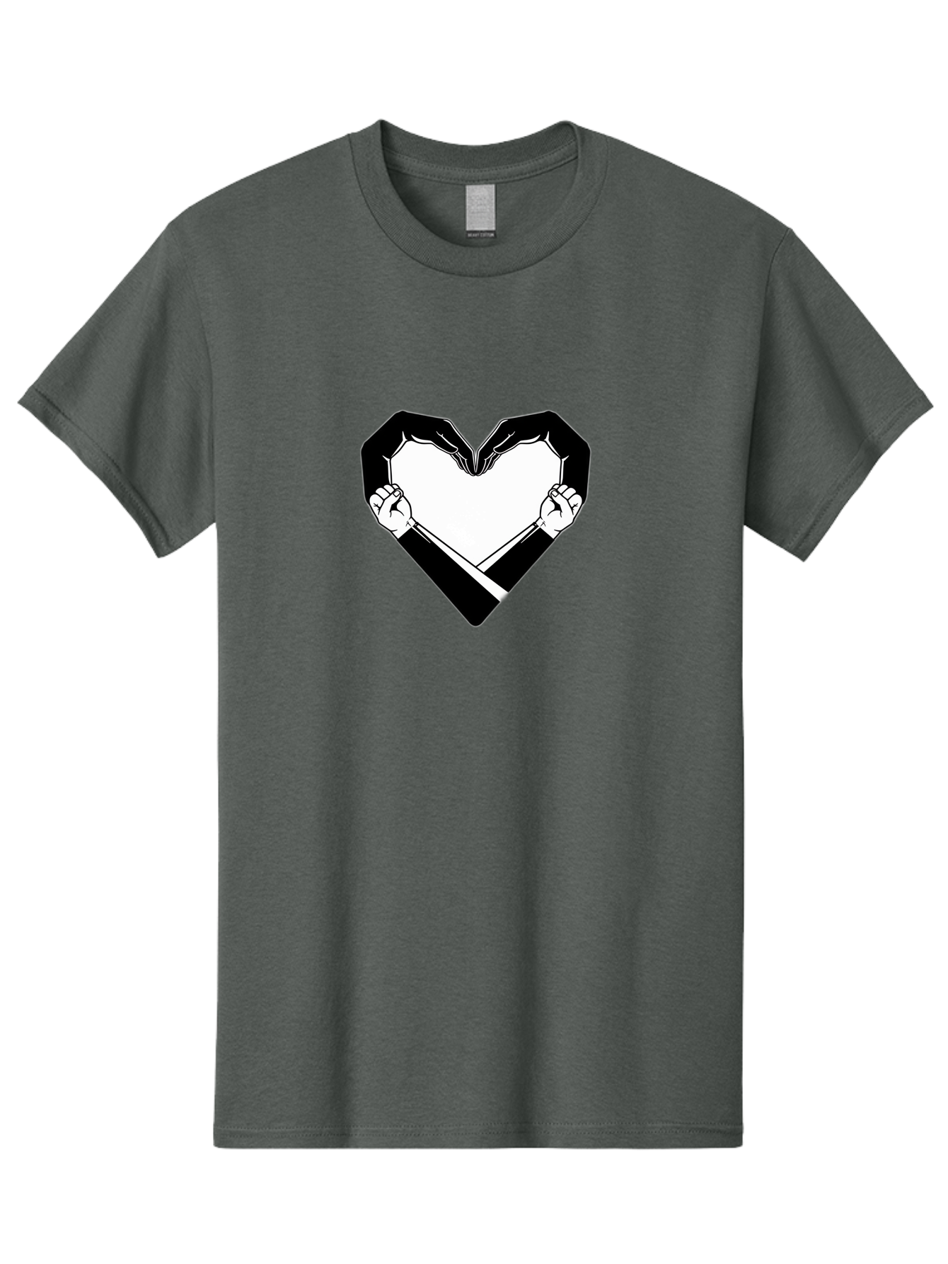 Hands-Holding-Heart Men'S Graphic Tee, 100% Cotton, Comfortable Casual Summer Wear, Machine Washable, Hands Holding Heart, Heart Shape, Black And White Graphic, Symbolic Illustration, Love Symbol, Heart Sign, Clenched Fists, Artistic Design, Bac029