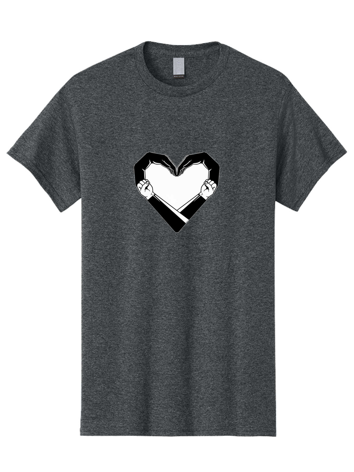 Hands-Holding-Heart Men'S Graphic Tee, 100% Cotton, Comfortable Casual Summer Wear, Machine Washable, Hands Holding Heart, Heart Shape, Black And White Graphic, Symbolic Illustration, Love Symbol, Heart Sign, Clenched Fists, Artistic Design, Bac029 9