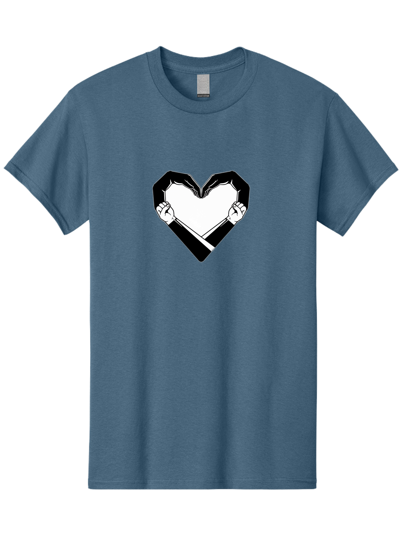 Hands-Holding-Heart Men'S Graphic Tee, 100% Cotton, Comfortable Casual Summer Wear, Machine Washable, Hands Holding Heart, Heart Shape, Black And White Graphic, Symbolic Illustration, Love Symbol, Heart Sign, Clenched Fists, Artistic Design, Bac029 13