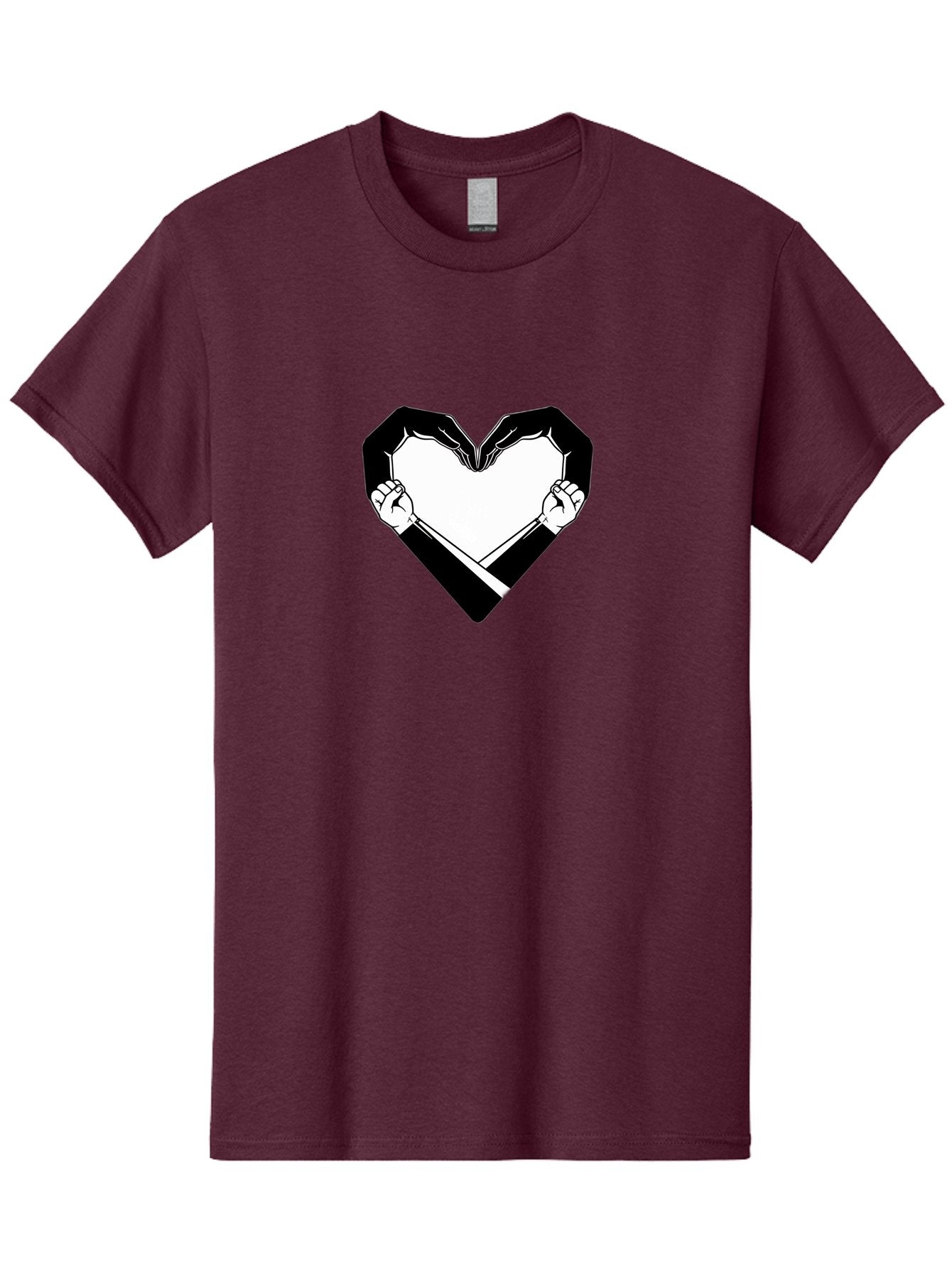 Hands-Holding-Heart Men'S Graphic Tee, 100% Cotton, Comfortable Casual Summer Wear, Machine Washable, Hands Holding Heart, Heart Shape, Black And White Graphic, Symbolic Illustration, Love Symbol, Heart Sign, Clenched Fists, Artistic Design, Bac029