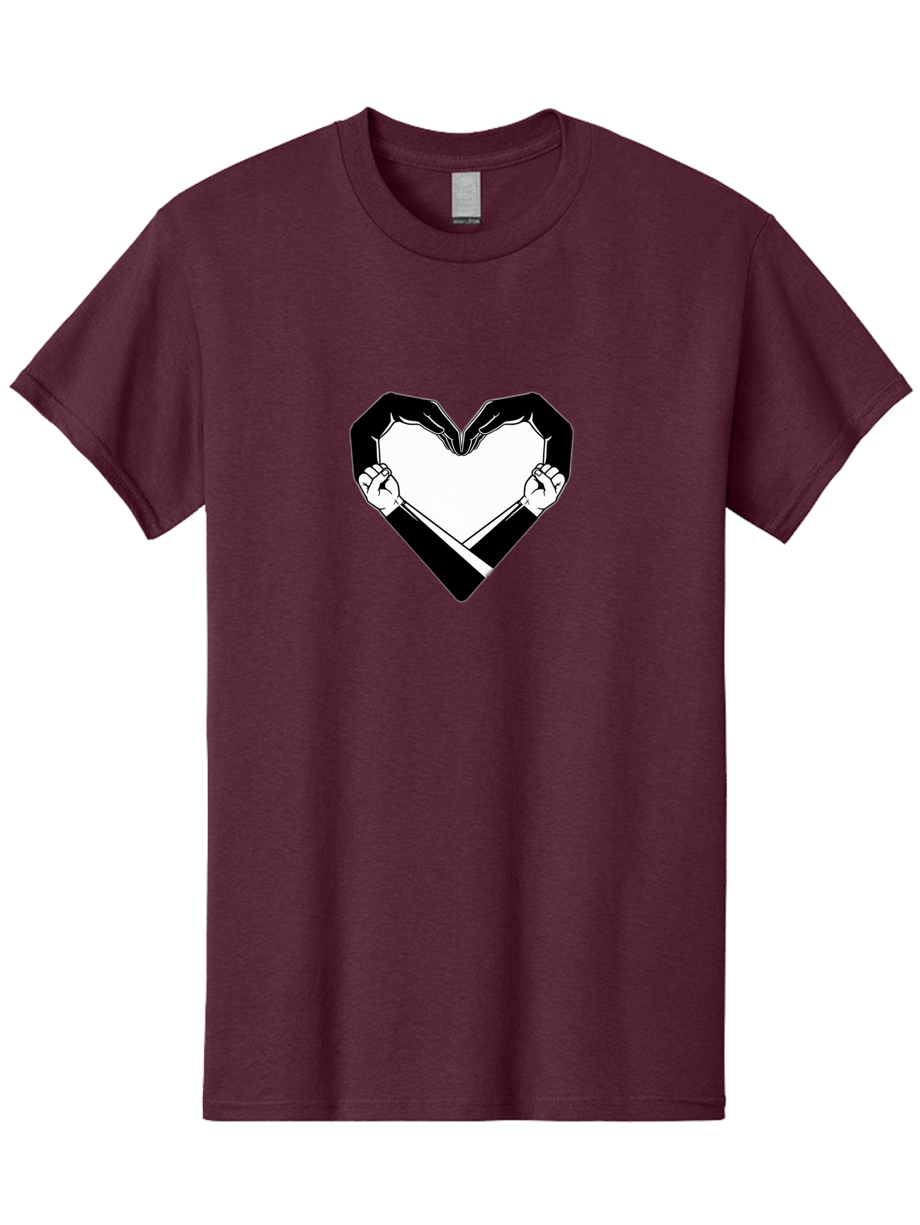 Hands-Holding-Heart Men'S Graphic Tee, 100% Cotton, Comfortable Casual Summer Wear, Machine Washable, Hands Holding Heart, Heart Shape, Black And White Graphic, Symbolic Illustration, Love Symbol, Heart Sign, Clenched Fists, Artistic Design, Bac029 11