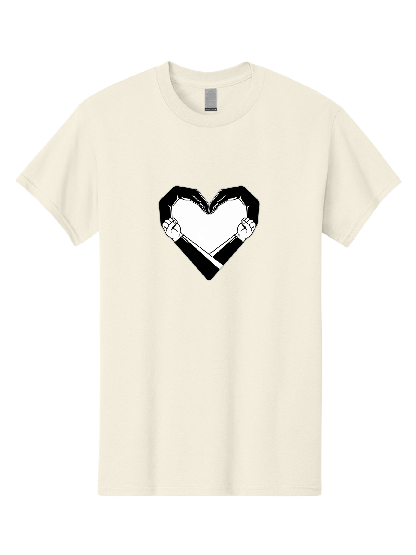 Hands-Holding-Heart Men'S Graphic Tee, 100% Cotton, Comfortable Casual Summer Wear, Machine Washable, Hands Holding Heart, Heart Shape, Black And White Graphic, Symbolic Illustration, Love Symbol, Heart Sign, Clenched Fists, Artistic Design, Bac029 4