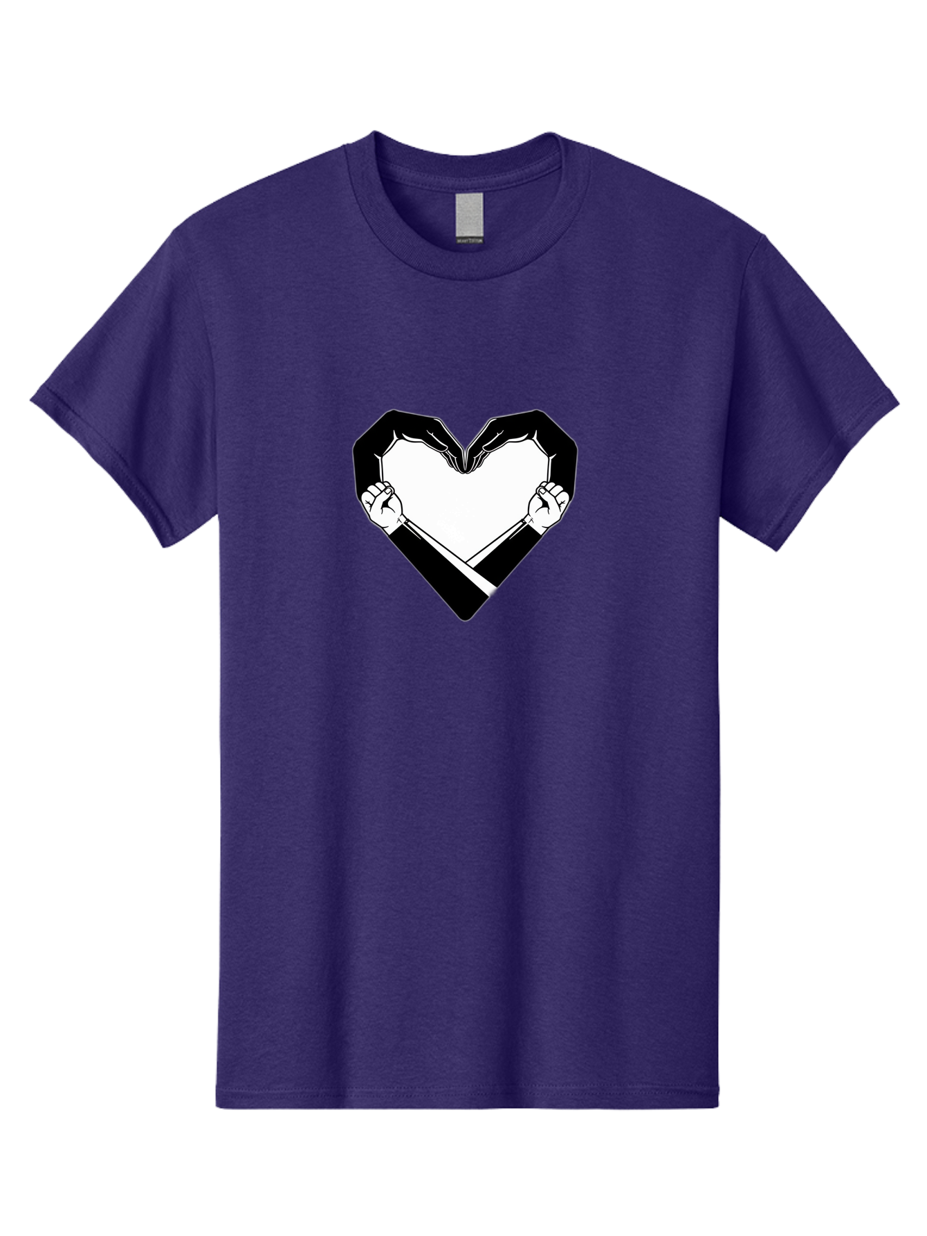 Hands-Holding-Heart Men'S Graphic Tee, 100% Cotton, Comfortable Casual Summer Wear, Machine Washable, Hands Holding Heart, Heart Shape, Black And White Graphic, Symbolic Illustration, Love Symbol, Heart Sign, Clenched Fists, Artistic Design, Bac029 3