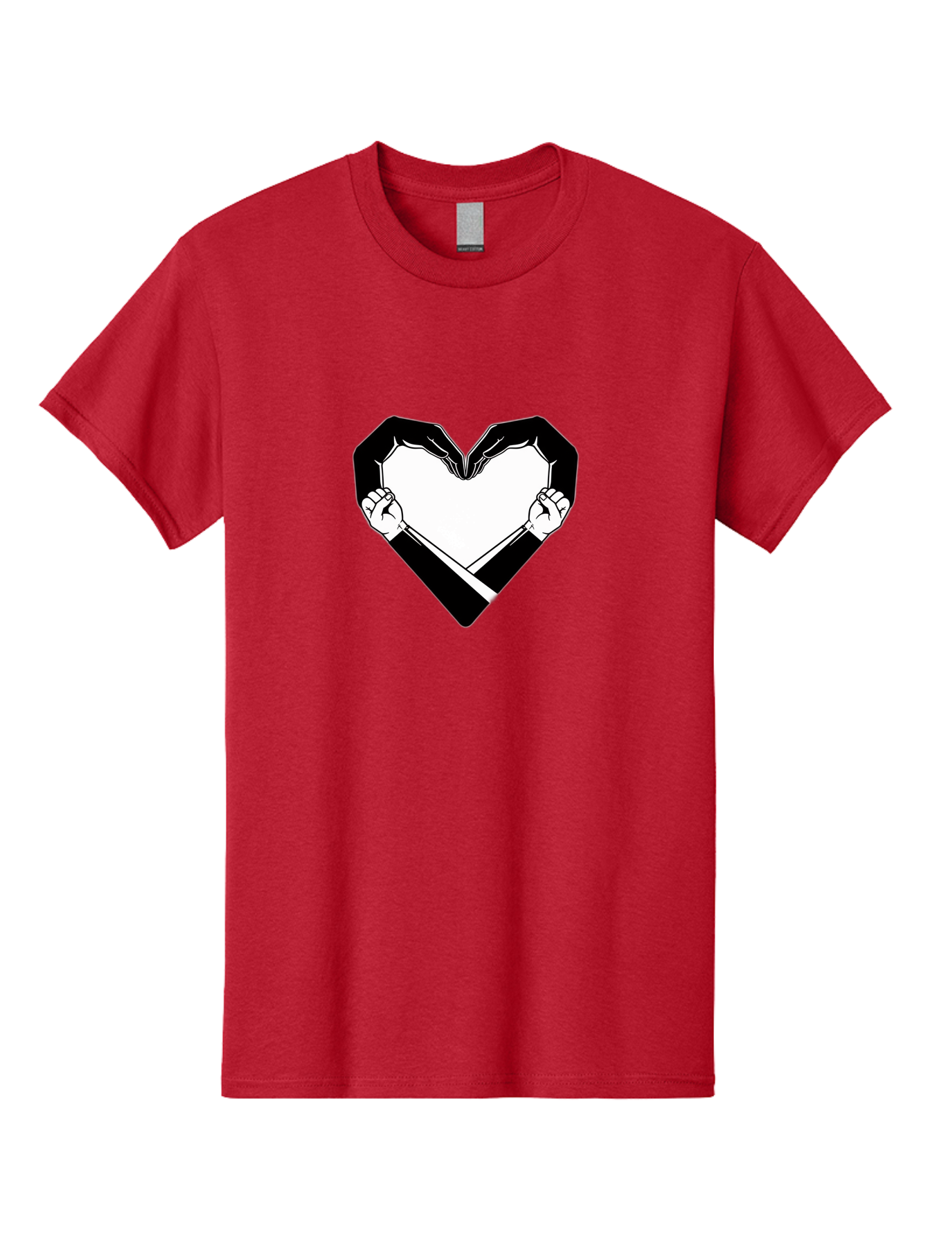 Hands-Holding-Heart Men'S Graphic Tee, 100% Cotton, Comfortable Casual Summer Wear, Machine Washable, Hands Holding Heart, Heart Shape, Black And White Graphic, Symbolic Illustration, Love Symbol, Heart Sign, Clenched Fists, Artistic Design, Bac029