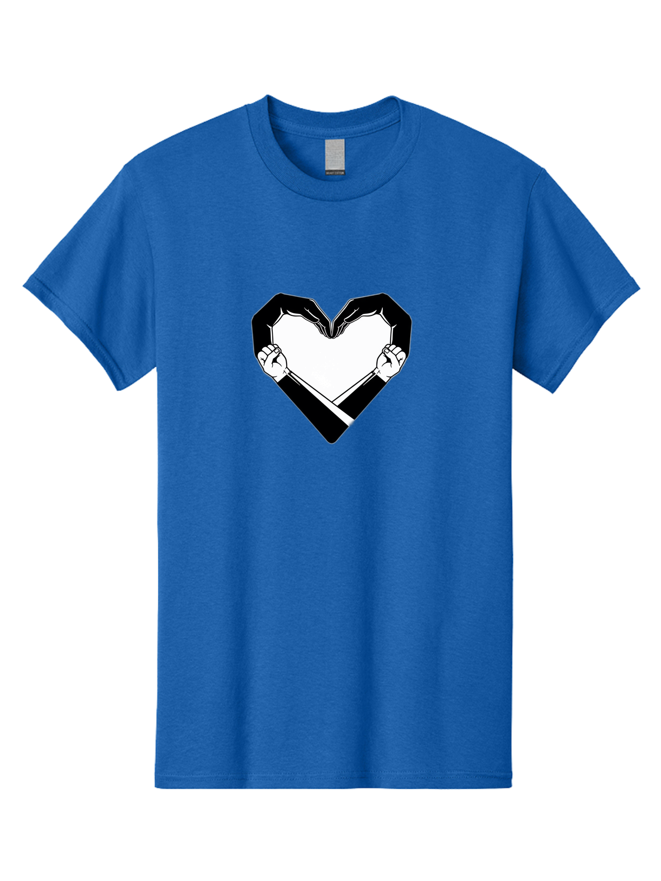 Hands-Holding-Heart Men'S Graphic Tee, 100% Cotton, Comfortable Casual Summer Wear, Machine Washable, Hands Holding Heart, Heart Shape, Black And White Graphic, Symbolic Illustration, Love Symbol, Heart Sign, Clenched Fists, Artistic Design, Bac029 8
