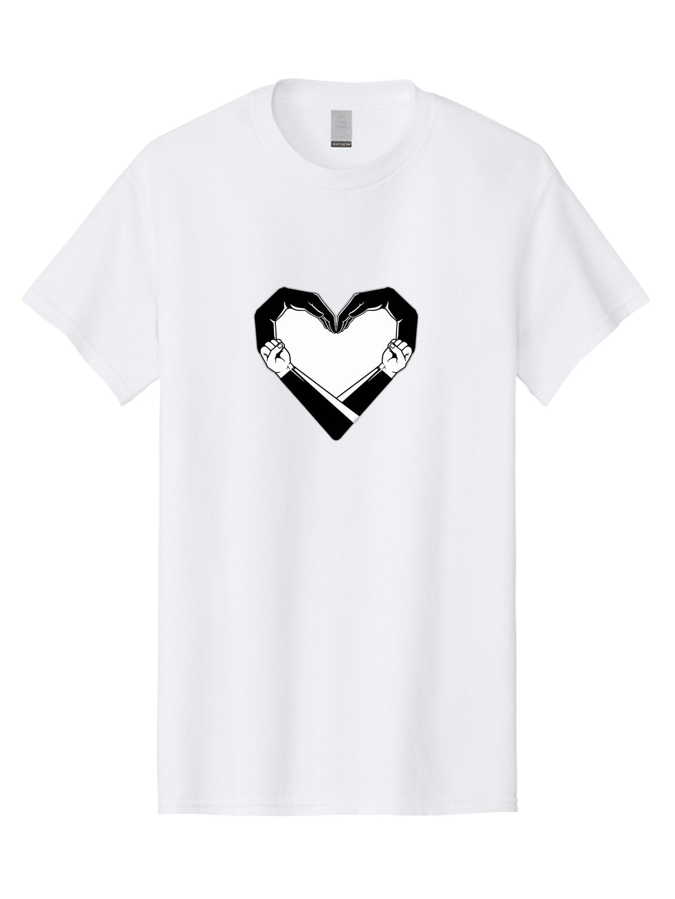 Hands-Holding-Heart Men'S Graphic Tee, 100% Cotton, Comfortable Casual Summer Wear, Machine Washable, Hands Holding Heart, Heart Shape, Black And White Graphic, Symbolic Illustration, Love Symbol, Heart Sign, Clenched Fists, Artistic Design, Bac029 13
