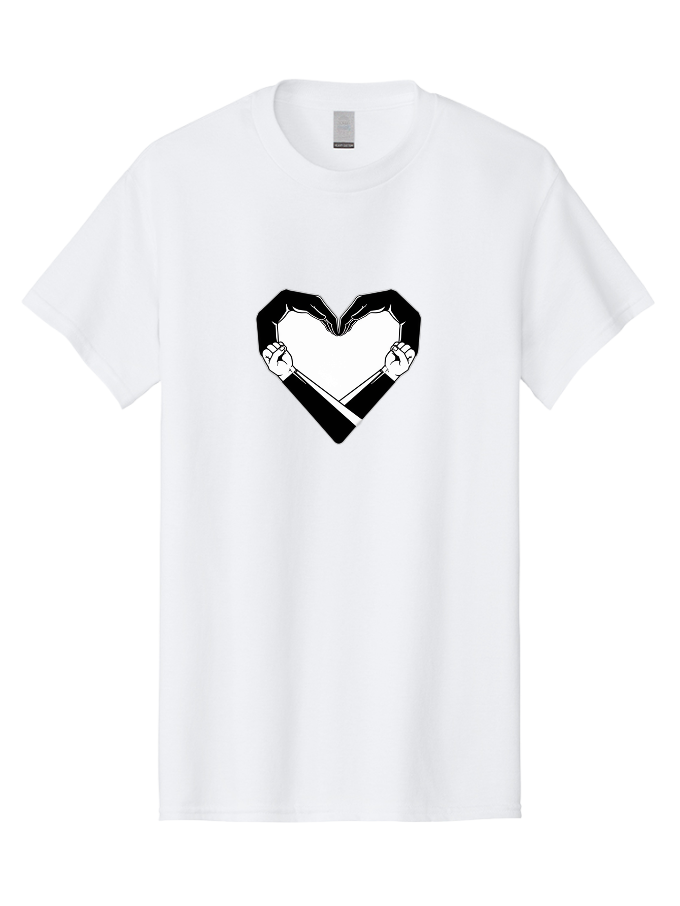 Hands-Holding-Heart Men'S Graphic Tee, 100% Cotton, Comfortable Casual Summer Wear, Machine Washable, Hands Holding Heart, Heart Shape, Black And White Graphic, Symbolic Illustration, Love Symbol, Heart Sign, Clenched Fists, Artistic Design, Bac029 15