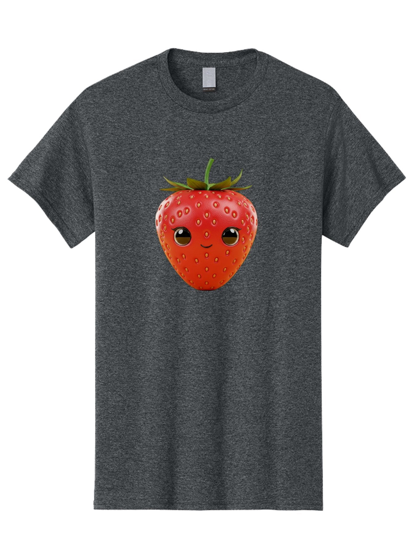 Happy-Strawberry-1 Men'S Graphic Tee, 100% Cotton, Comfortable Casual Summer Wear, Machine Washable, Cartoon Strawberry, Adorable Fruit, Smiling Face, Cute Character, Vibrant Red Color, Yellow Seeds, Playful Personality, Funny Expression, Bac032 4