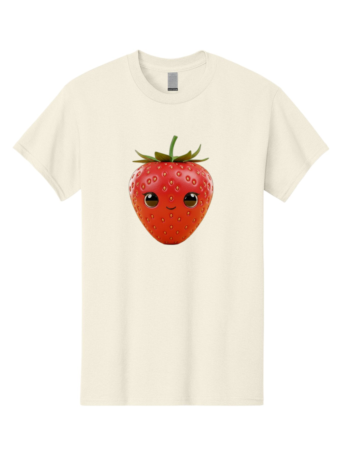 Happy-Strawberry-1 Men'S Graphic Tee, 100% Cotton, Comfortable Casual Summer Wear, Machine Washable, Cartoon Strawberry, Adorable Fruit, Smiling Face, Cute Character, Vibrant Red Color, Yellow Seeds, Playful Personality, Funny Expression, Bac032 7
