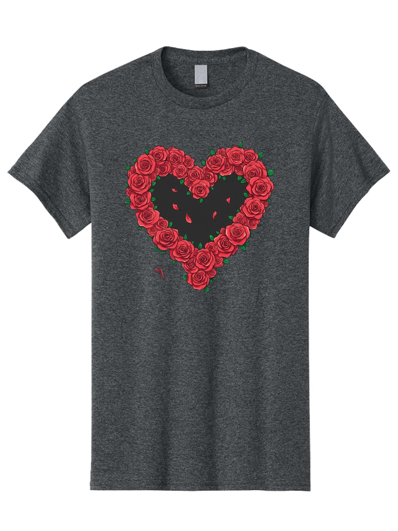 Heart-Of-Roses Men'S Graphic Tee, 100% Cotton, Comfortable Casual Summer Wear, Machine Washable, Heart Shape, Red Roses, Floral Arrangement, Love Symbol, Romance, Valentine'S Day, Beautiful Flowers, Rose Petals Bac034 8
