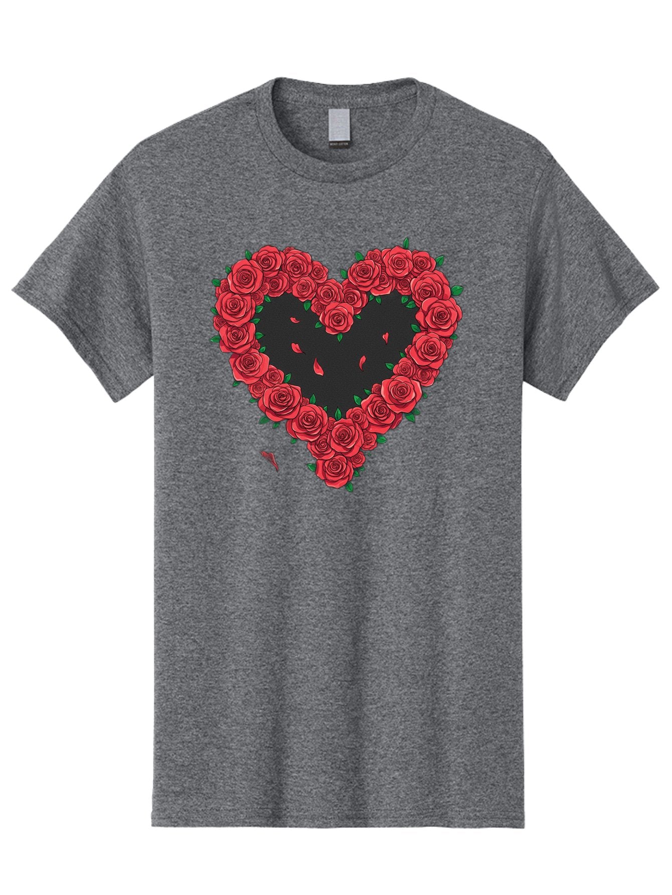 Heart-Of-Roses Men'S Graphic Tee, 100% Cotton, Comfortable Casual Summer Wear, Machine Washable, Heart Shape, Red Roses, Floral Arrangement, Love Symbol, Romance, Valentine'S Day, Beautiful Flowers, Rose Petals Bac034 11