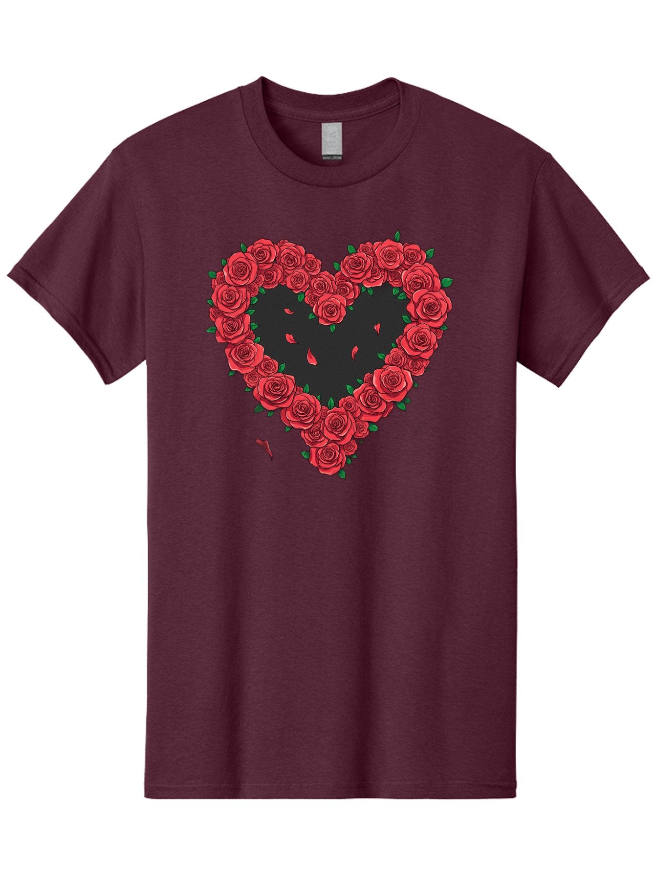 Heart-Of-Roses Men'S Graphic Tee, 100% Cotton, Comfortable Casual Summer Wear, Machine Washable, Heart Shape, Red Roses, Floral Arrangement, Love Symbol, Romance, Valentine'S Day, Beautiful Flowers, Rose Petals Bac034 9