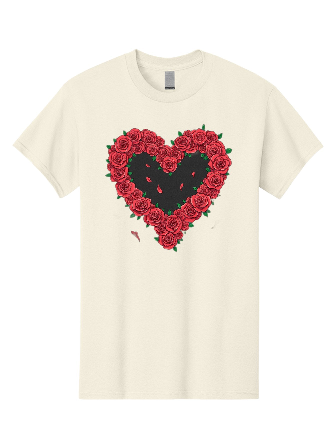 Heart-Of-Roses Men'S Graphic Tee, 100% Cotton, Comfortable Casual Summer Wear, Machine Washable, Heart Shape, Red Roses, Floral Arrangement, Love Symbol, Romance, Valentine'S Day, Beautiful Flowers, Rose Petals Bac034 4