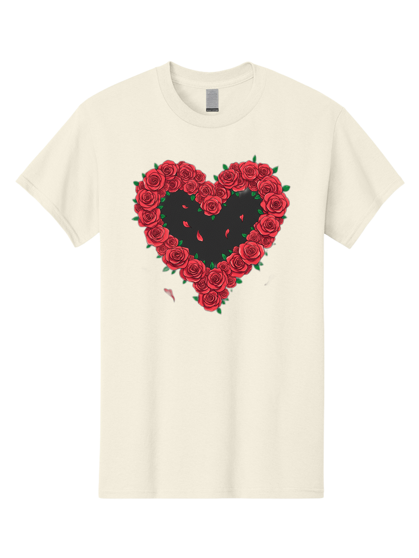 Heart-Of-Roses Men'S Graphic Tee, 100% Cotton, Comfortable Casual Summer Wear, Machine Washable, Heart Shape, Red Roses, Floral Arrangement, Love Symbol, Romance, Valentine'S Day, Beautiful Flowers, Rose Petals Bac034 12