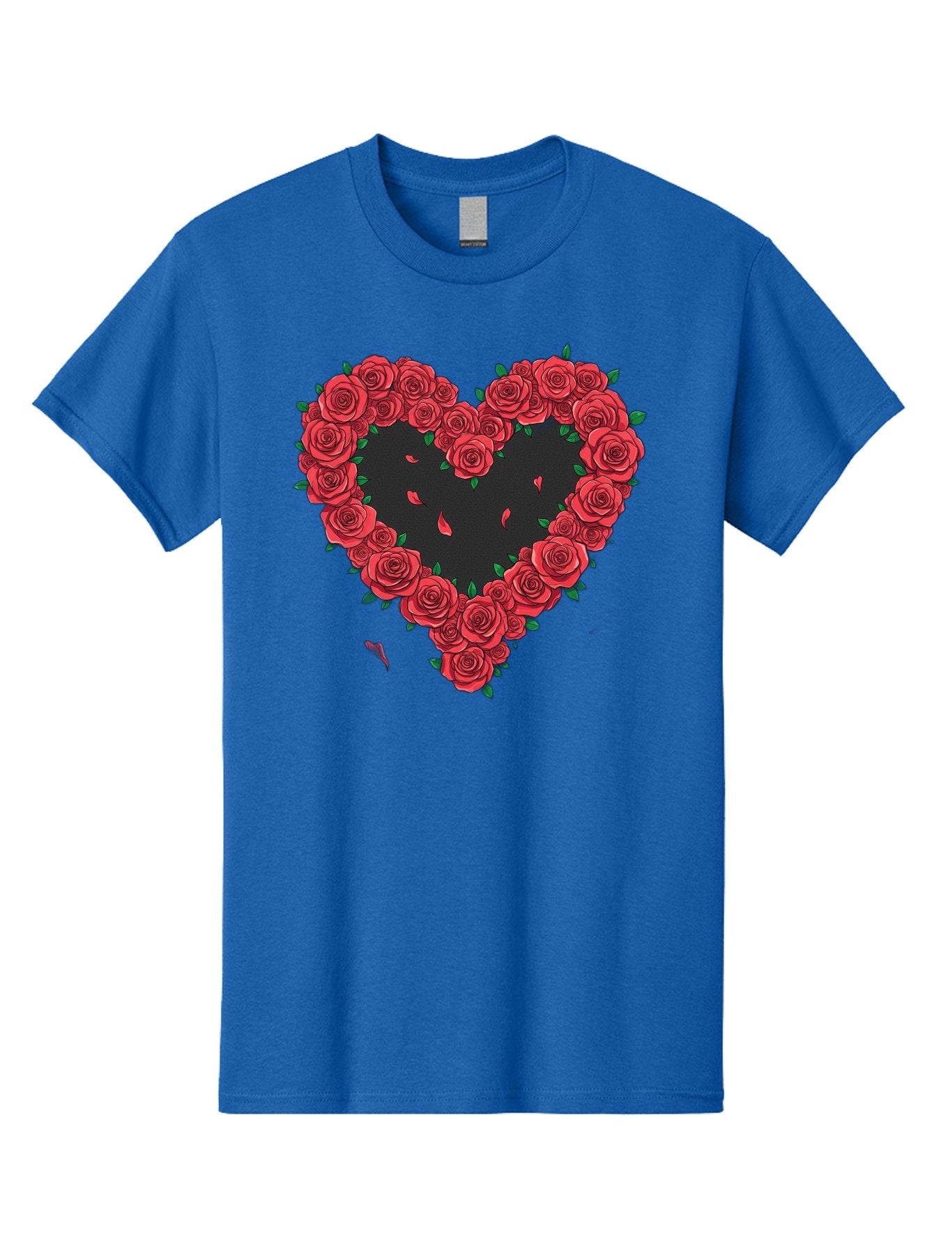 Heart-Of-Roses Men'S Graphic Tee, 100% Cotton, Comfortable Casual Summer Wear, Machine Washable, Heart Shape, Red Roses, Floral Arrangement, Love Symbol, Romance, Valentine'S Day, Beautiful Flowers, Rose Petals Bac034 10