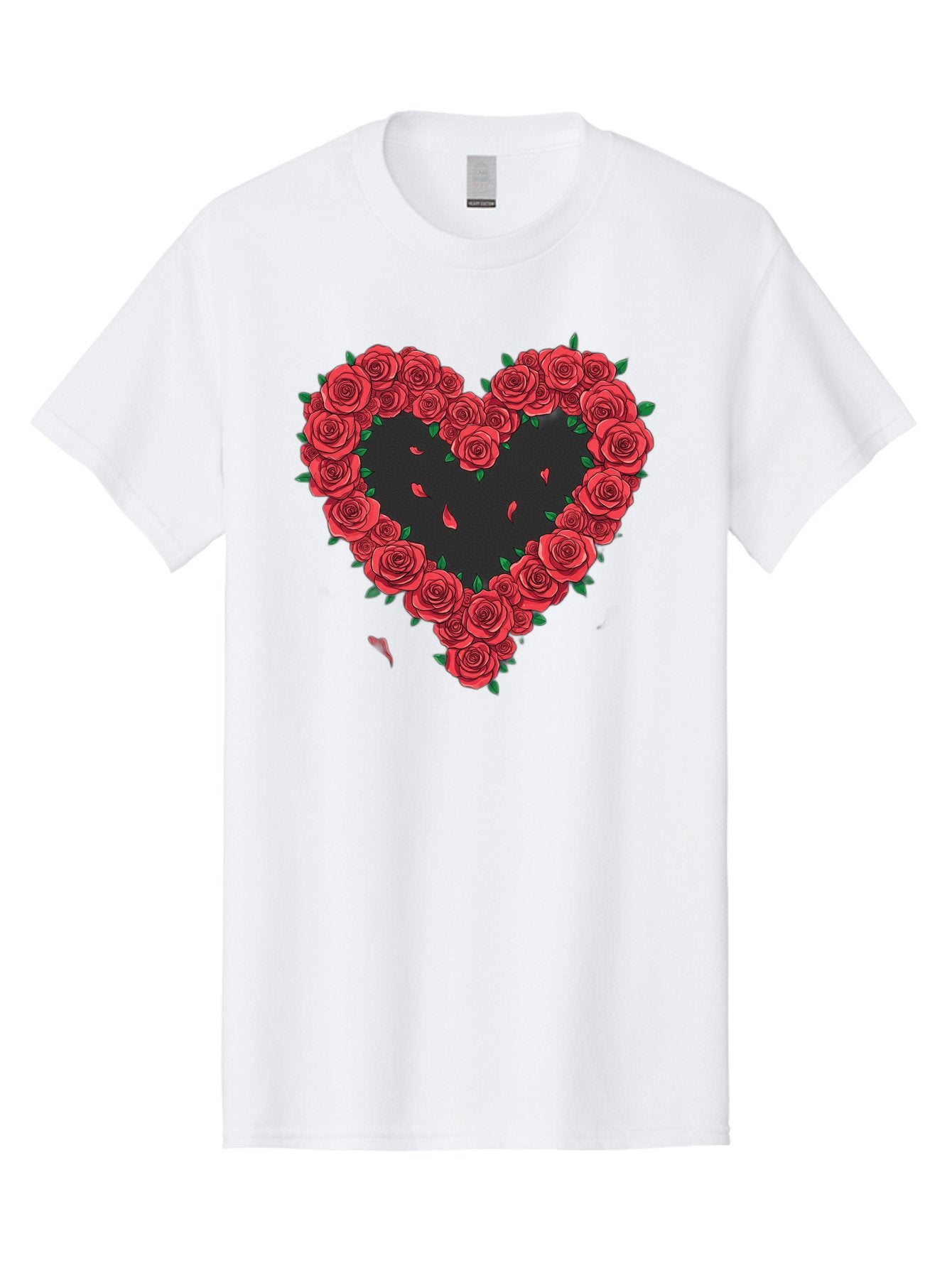 Heart-Of-Roses Men'S Graphic Tee, 100% Cotton, Comfortable Casual Summer Wear, Machine Washable, Heart Shape, Red Roses, Floral Arrangement, Love Symbol, Romance, Valentine'S Day, Beautiful Flowers, Rose Petals Bac034 7