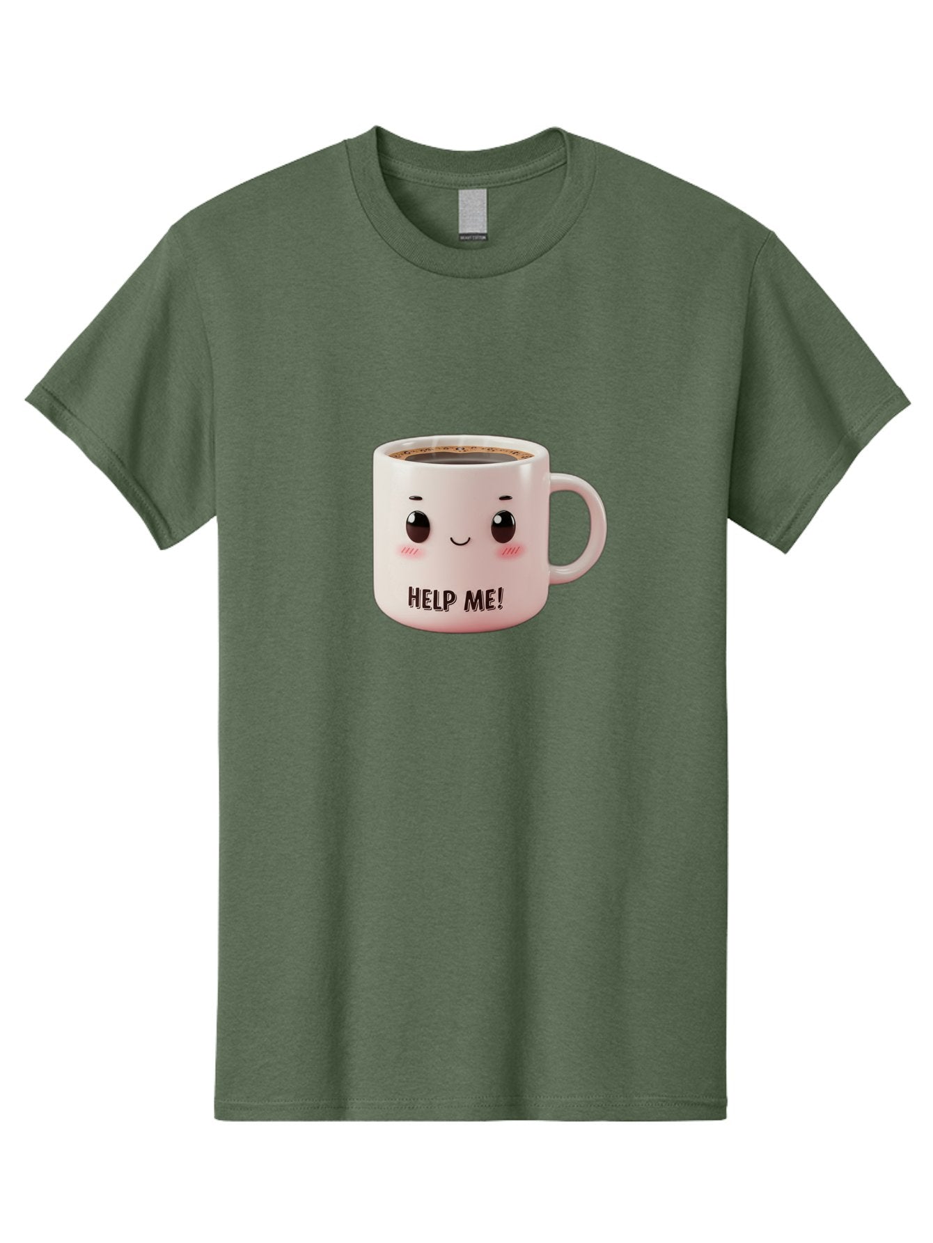 Help-Me-10 Men'S Graphic Tee, 100% Cotton, Comfortable Casual Summer Wear, Machine Washable, Cute Coffee Mug, Funny Design, Cartoon Eyes, Help Me Text, Coffee Culture, Humorous Meme, Relatable Humor, Coffee Lover Gift, Quirky Design Bac036 4