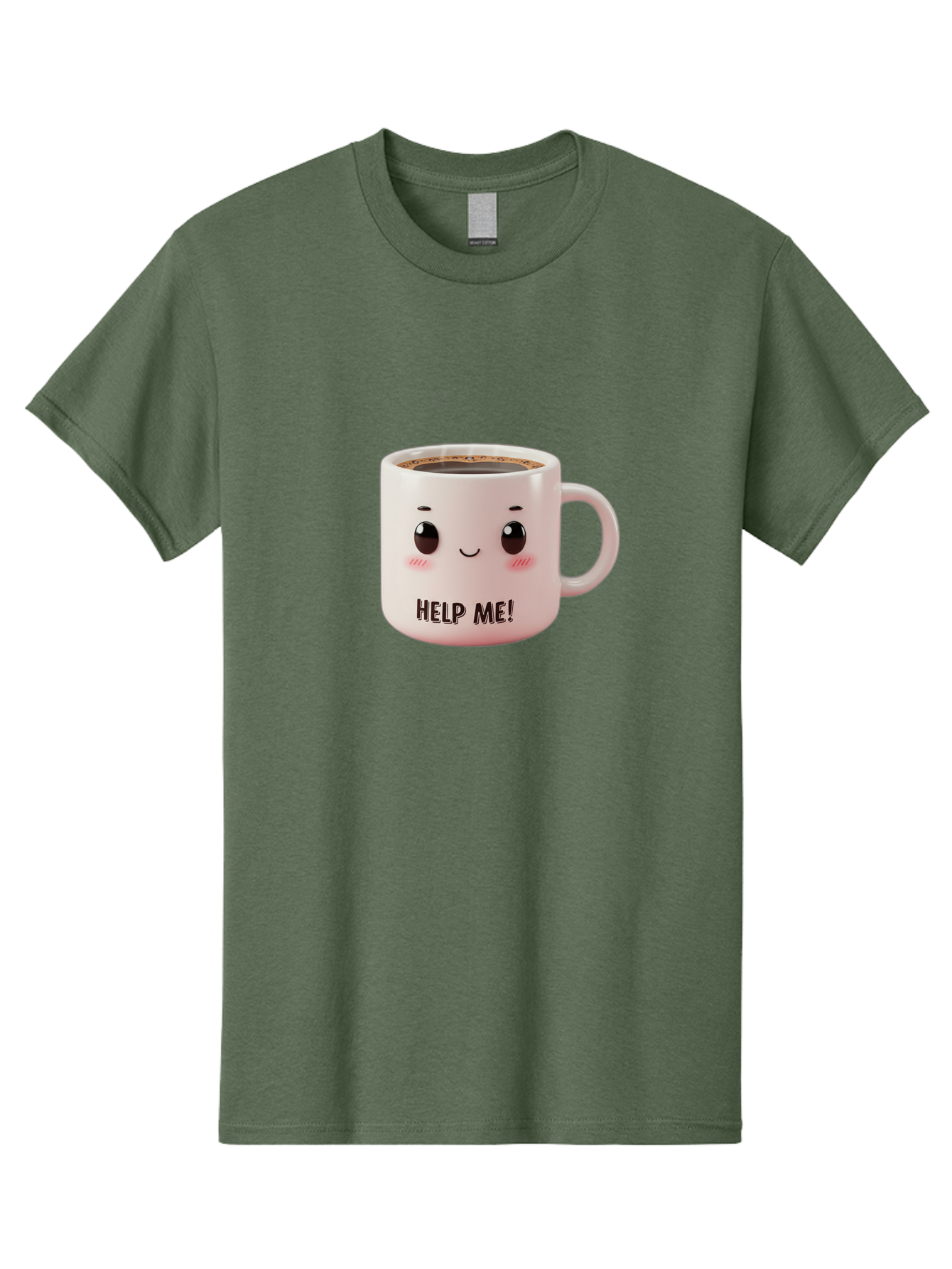 Help-Me-10 Men'S Graphic Tee, 100% Cotton, Comfortable Casual Summer Wear, Machine Washable, Cute Coffee Mug, Funny Design, Cartoon Eyes, Help Me Text, Coffee Culture, Humorous Meme, Relatable Humor, Coffee Lover Gift, Quirky Design Bac036 12