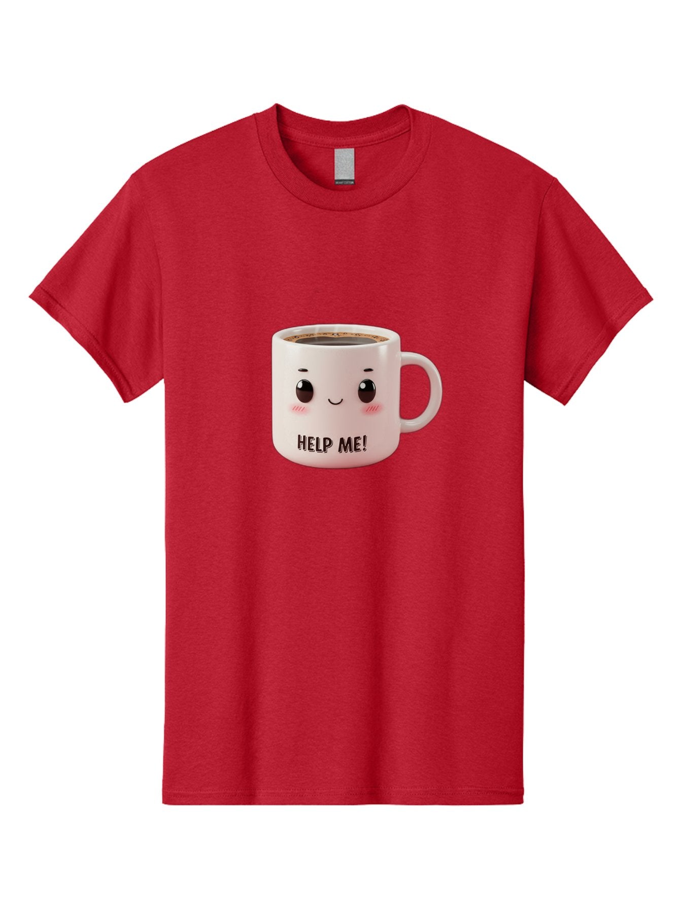 Help-Me-10 Men'S Graphic Tee, 100% Cotton, Comfortable Casual Summer Wear, Machine Washable, Cute Coffee Mug, Funny Design, Cartoon Eyes, Help Me Text, Coffee Culture, Humorous Meme, Relatable Humor, Coffee Lover Gift, Quirky Design Bac036 8