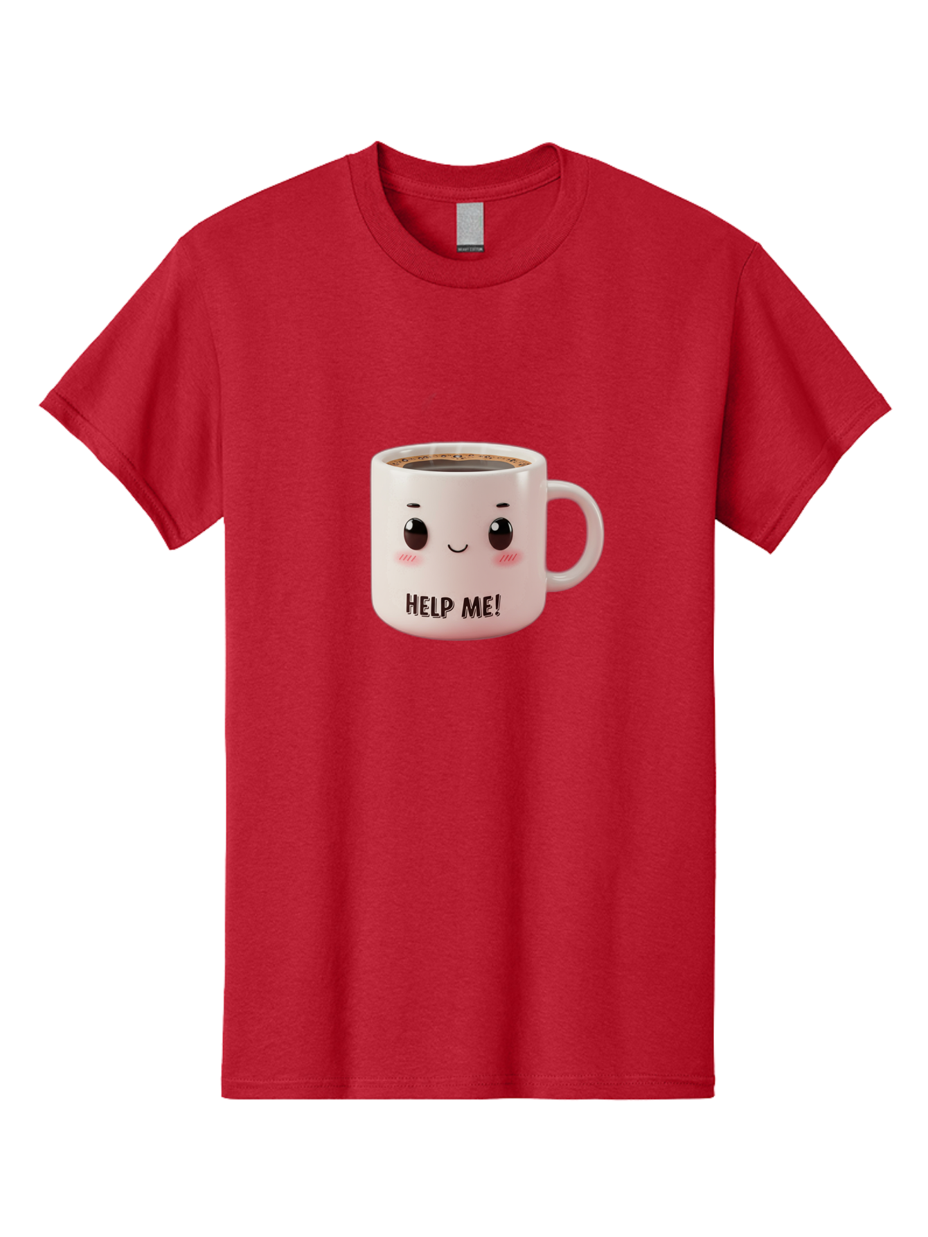 Help-Me-10 Men'S Graphic Tee, 100% Cotton, Comfortable Casual Summer Wear, Machine Washable, Cute Coffee Mug, Funny Design, Cartoon Eyes, Help Me Text, Coffee Culture, Humorous Meme, Relatable Humor, Coffee Lover Gift, Quirky Design Bac036 6