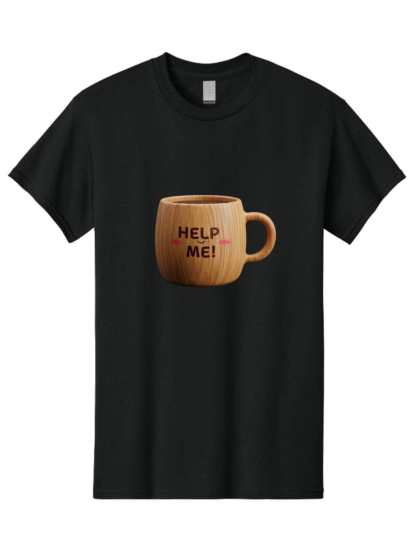Help-Me-11 Men'S Graphic Tee, 100% Cotton, Comfortable Casual Summer Wear, Machine Washable, Wooden Coffee Mug, Text Design, Humorous Phrase, Funny Quote, Help Me, Quirky Decor, Novelty Gift, Unique Coffee Cup, Whimsical Illustration Bac037 10