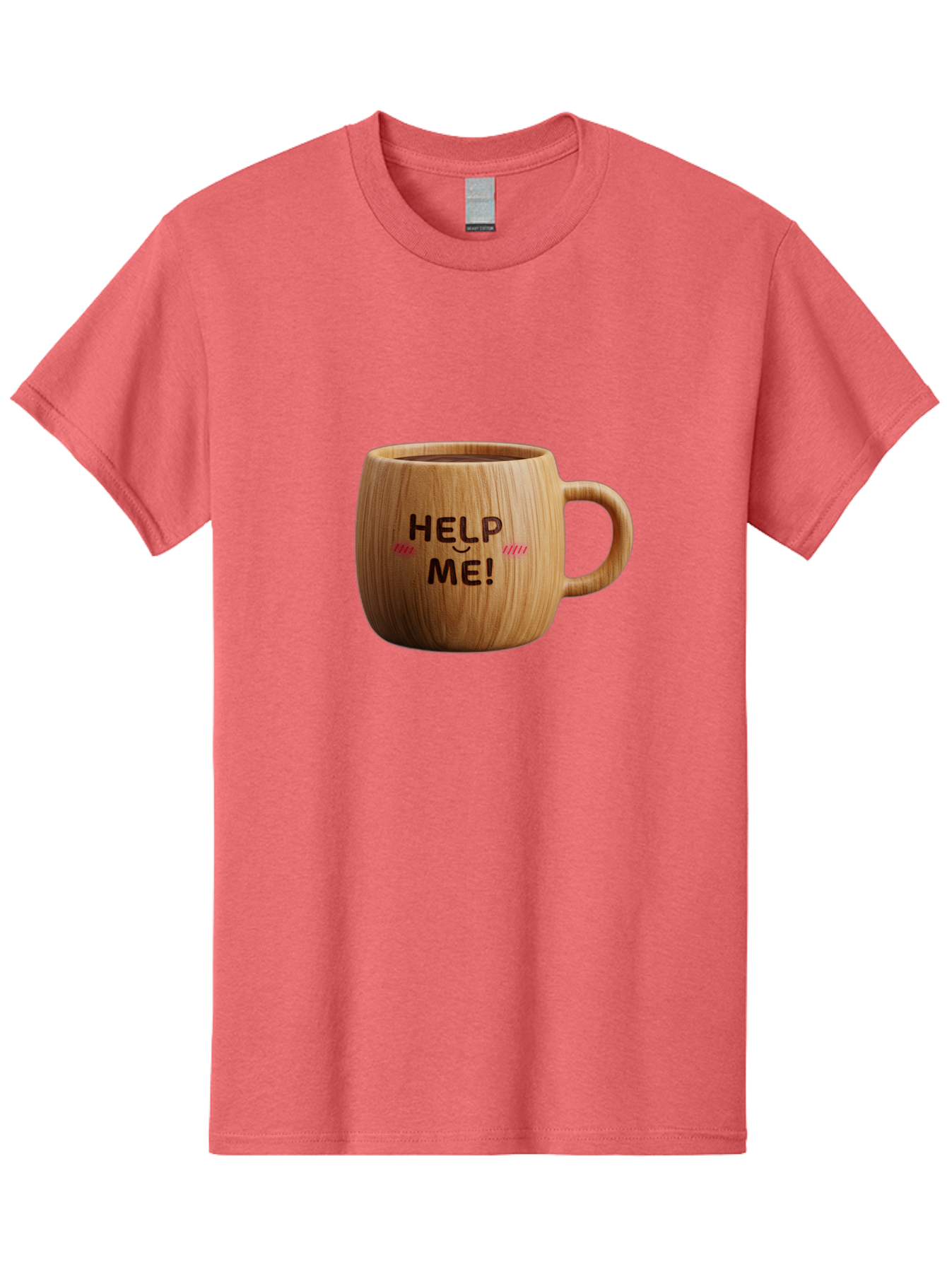 Help-Me-11 Men'S Graphic Tee, 100% Cotton, Comfortable Casual Summer Wear, Machine Washable, Wooden Coffee Mug, Text Design, Humorous Phrase, Funny Quote, Help Me, Quirky Decor, Novelty Gift, Unique Coffee Cup, Whimsical Illustration Bac037 12