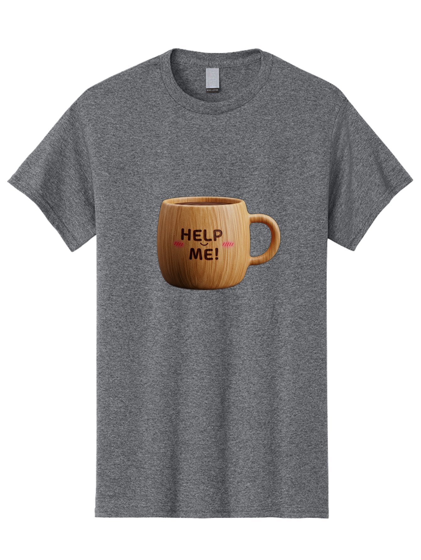 Help-Me-11 Men'S Graphic Tee, 100% Cotton, Comfortable Casual Summer Wear, Machine Washable, Wooden Coffee Mug, Text Design, Humorous Phrase, Funny Quote, Help Me, Quirky Decor, Novelty Gift, Unique Coffee Cup, Whimsical Illustration Bac037 15