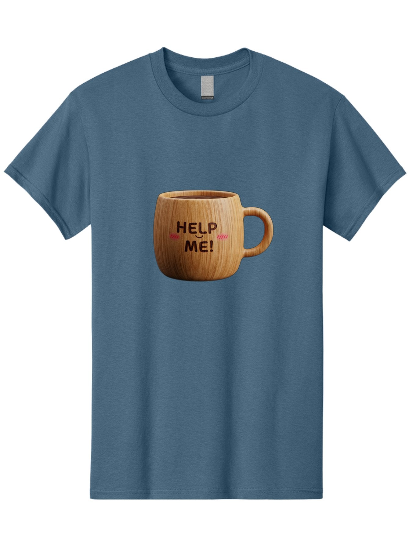Help-Me-11 Men'S Graphic Tee, 100% Cotton, Comfortable Casual Summer Wear, Machine Washable, Wooden Coffee Mug, Text Design, Humorous Phrase, Funny Quote, Help Me, Quirky Decor, Novelty Gift, Unique Coffee Cup, Whimsical Illustration Bac037 13