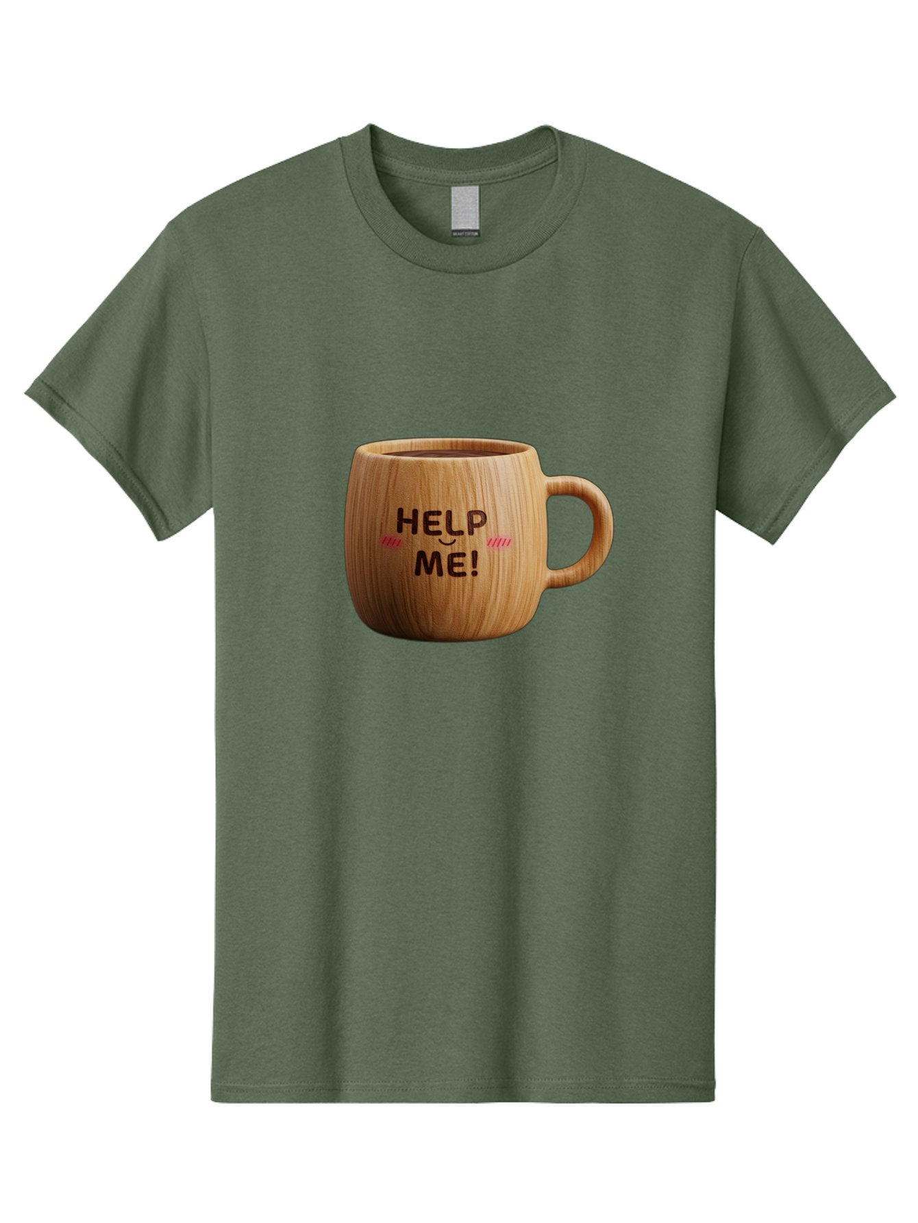 Help-Me-11 Men'S Graphic Tee, 100% Cotton, Comfortable Casual Summer Wear, Machine Washable, Wooden Coffee Mug, Text Design, Humorous Phrase, Funny Quote, Help Me, Quirky Decor, Novelty Gift, Unique Coffee Cup, Whimsical Illustration Bac037 9