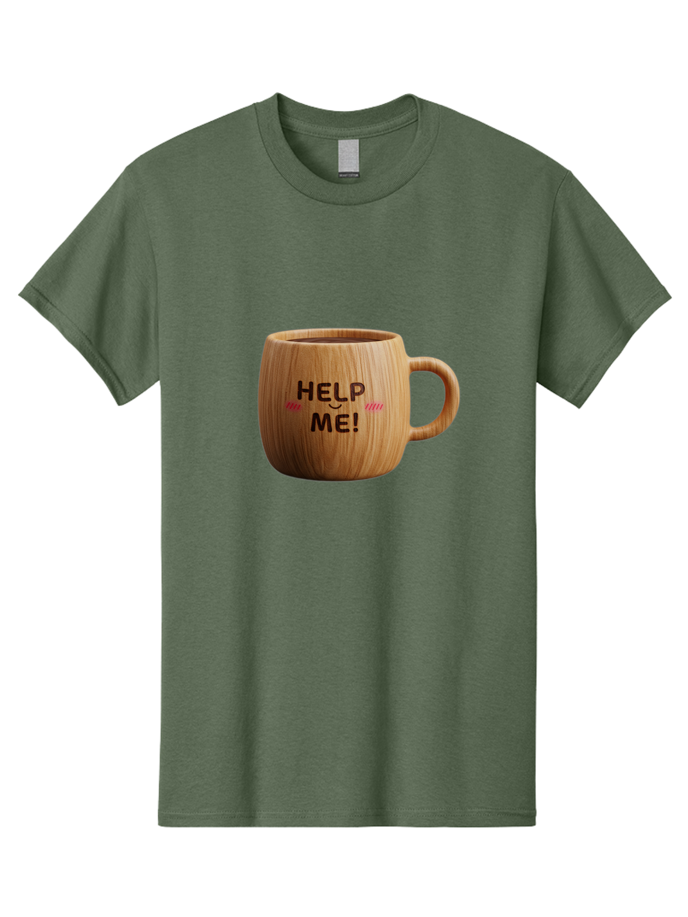 Help-Me-11 Men'S Graphic Tee, 100% Cotton, Comfortable Casual Summer Wear, Machine Washable, Wooden Coffee Mug, Text Design, Humorous Phrase, Funny Quote, Help Me, Quirky Decor, Novelty Gift, Unique Coffee Cup, Whimsical Illustration Bac037 5