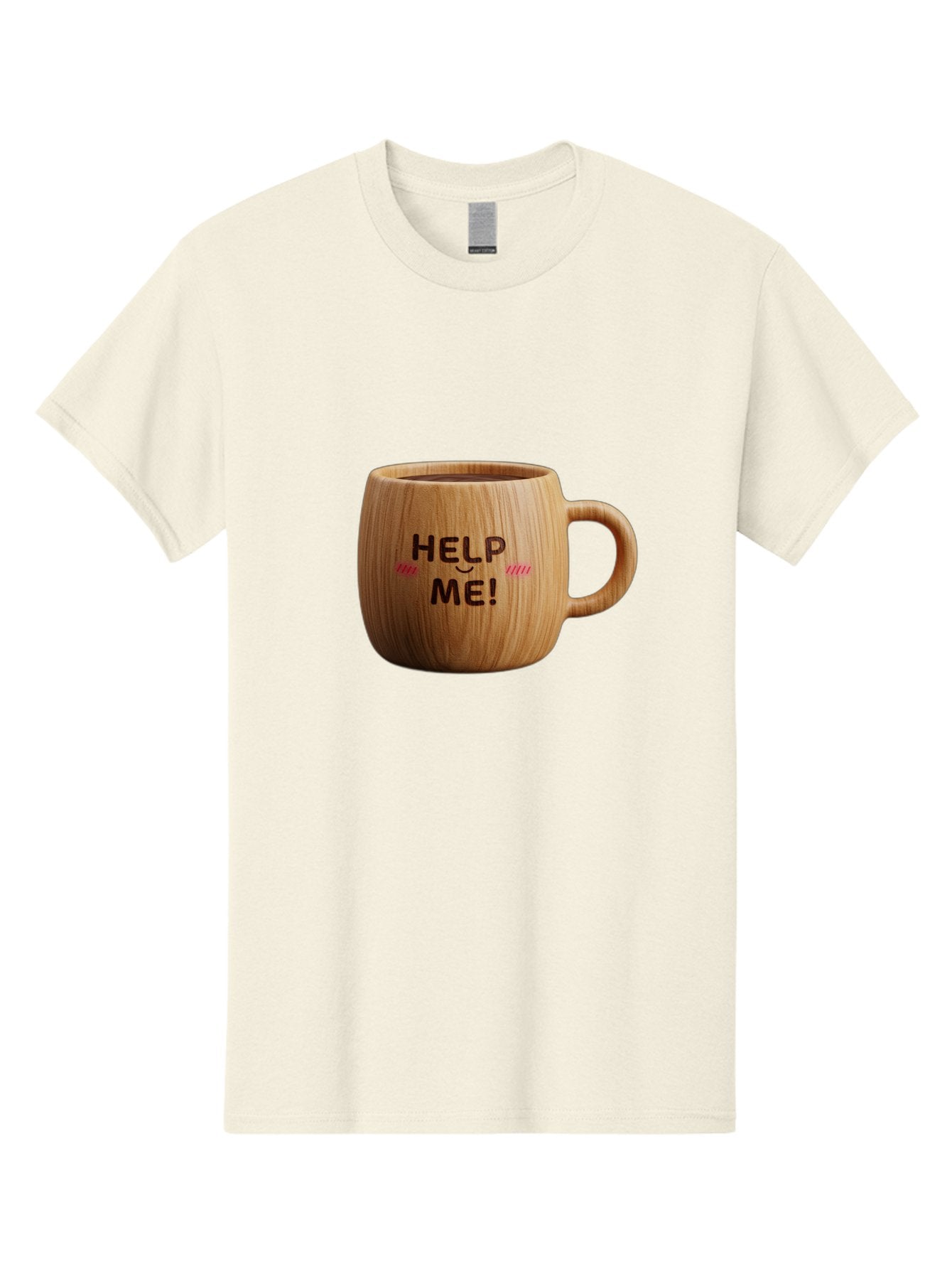 Help-Me-11 Men'S Graphic Tee, 100% Cotton, Comfortable Casual Summer Wear, Machine Washable, Wooden Coffee Mug, Text Design, Humorous Phrase, Funny Quote, Help Me, Quirky Decor, Novelty Gift, Unique Coffee Cup, Whimsical Illustration Bac037 7