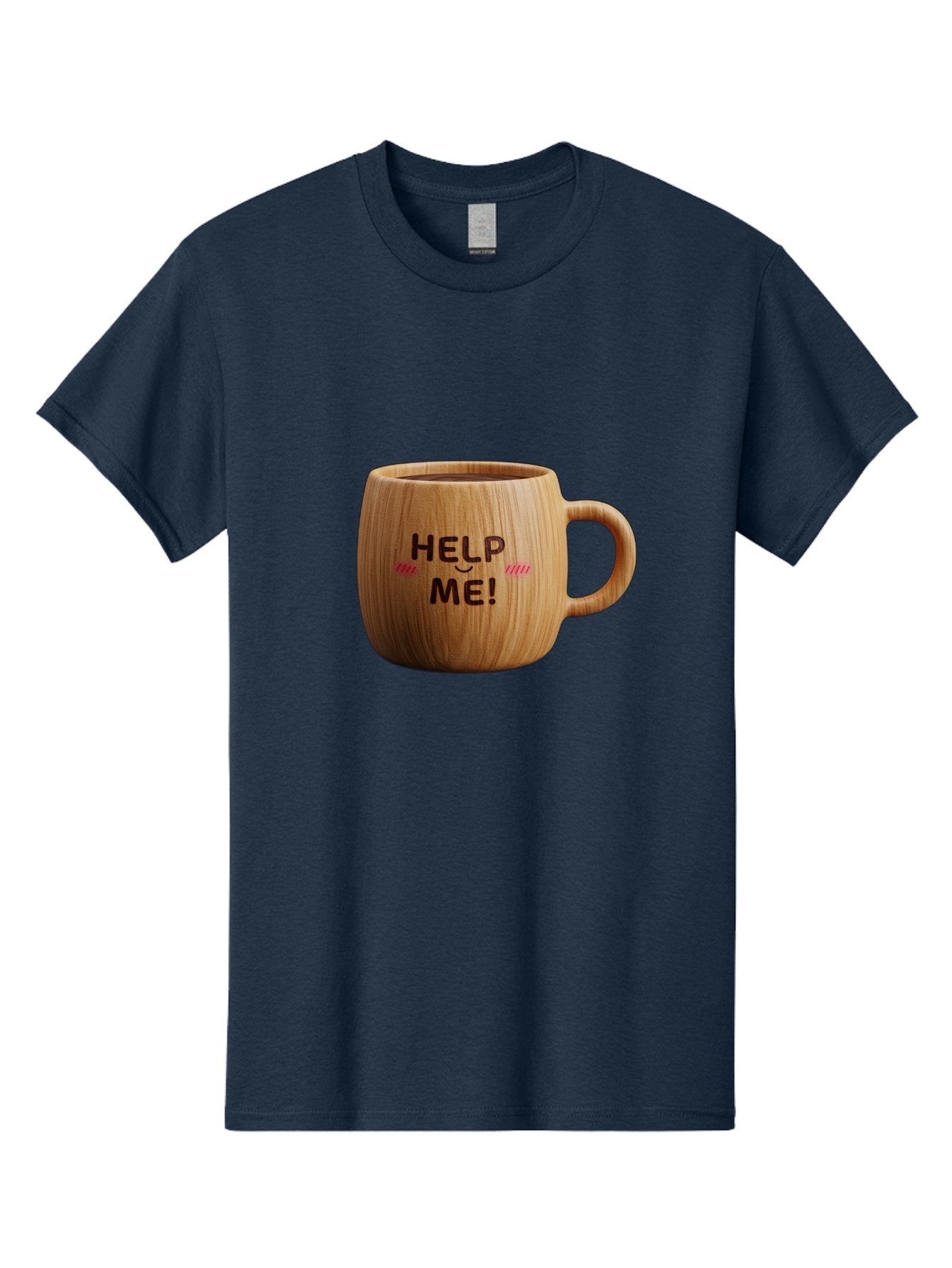 Help-Me-11 Men'S Graphic Tee, 100% Cotton, Comfortable Casual Summer Wear, Machine Washable, Wooden Coffee Mug, Text Design, Humorous Phrase, Funny Quote, Help Me, Quirky Decor, Novelty Gift, Unique Coffee Cup, Whimsical Illustration Bac037 6