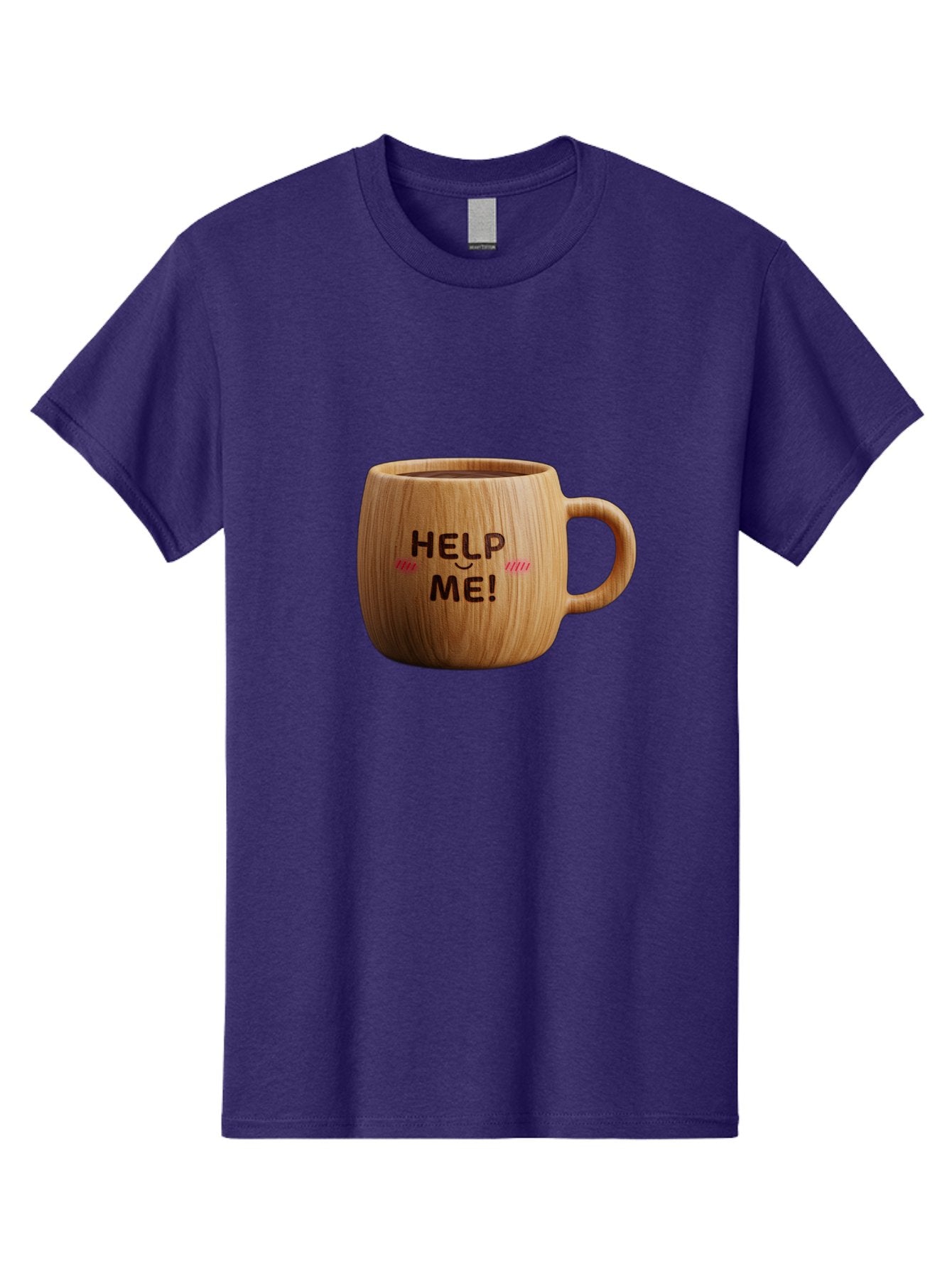 Help-Me-11 Men'S Graphic Tee, 100% Cotton, Comfortable Casual Summer Wear, Machine Washable, Wooden Coffee Mug, Text Design, Humorous Phrase, Funny Quote, Help Me, Quirky Decor, Novelty Gift, Unique Coffee Cup, Whimsical Illustration Bac037 8