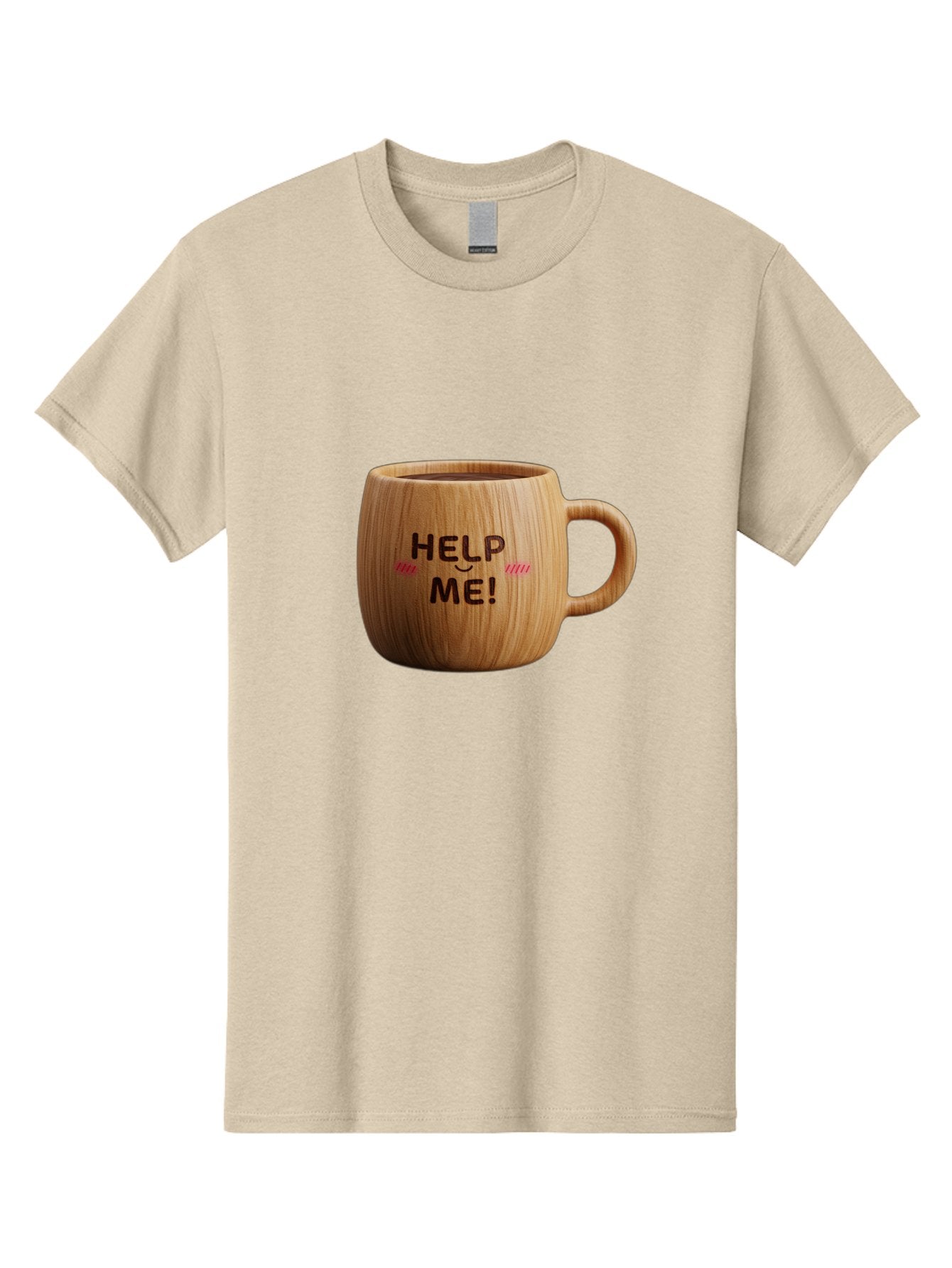 Help-Me-11 Men'S Graphic Tee, 100% Cotton, Comfortable Casual Summer Wear, Machine Washable, Wooden Coffee Mug, Text Design, Humorous Phrase, Funny Quote, Help Me, Quirky Decor, Novelty Gift, Unique Coffee Cup, Whimsical Illustration Bac037 14