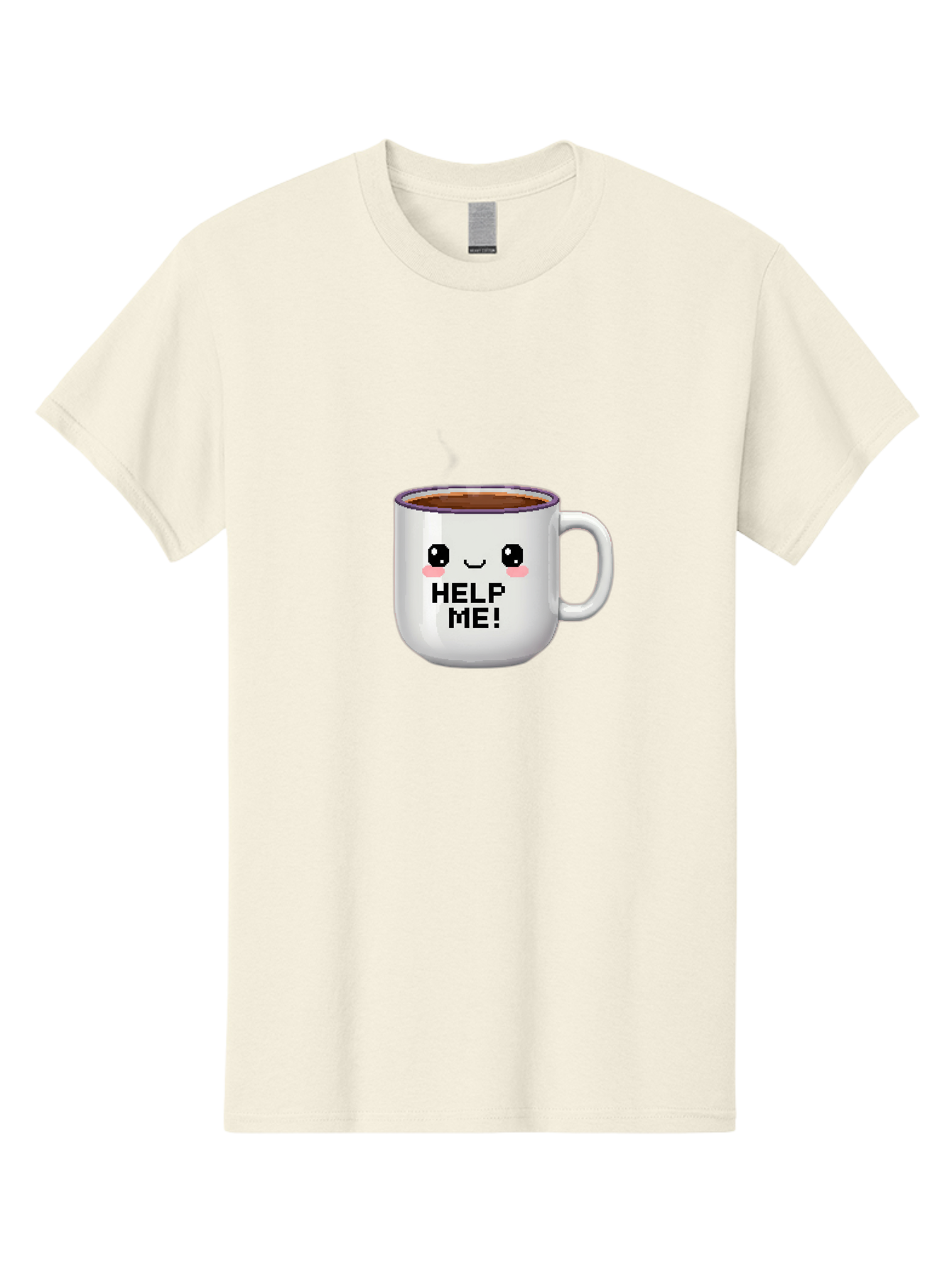 Help-Me-2 Men'S Graphic Tee, 100% Cotton, Comfortable Casual Summer Wear, Machine Washable, Funny Coffee Mug, Cartoon Style, Coffee Cup With Face, Humorous Design, Cute Character, Help Me! Text, Coffee Lover Gift Bac042 4