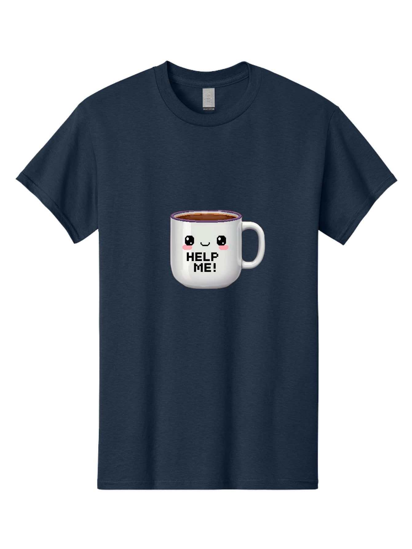 Help-Me-2 Men'S Graphic Tee, 100% Cotton, Comfortable Casual Summer Wear, Machine Washable, Funny Coffee Mug, Cartoon Style, Coffee Cup With Face, Humorous Design, Cute Character, Help Me! Text, Coffee Lover Gift Bac042 4