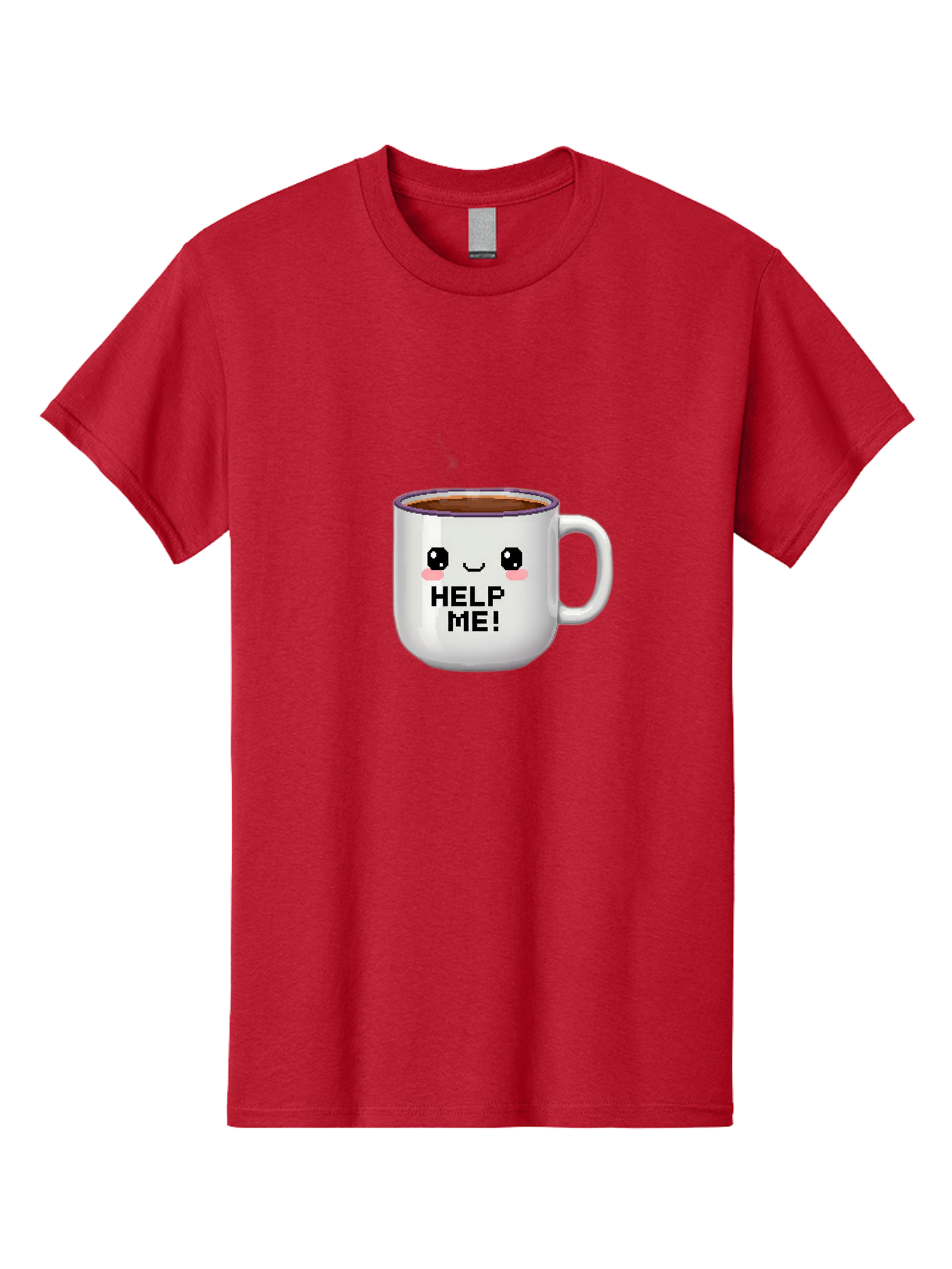Help-Me-2 Men'S Graphic Tee, 100% Cotton, Comfortable Casual Summer Wear, Machine Washable, Funny Coffee Mug, Cartoon Style, Coffee Cup With Face, Humorous Design, Cute Character, Help Me! Text, Coffee Lover Gift Bac042 3