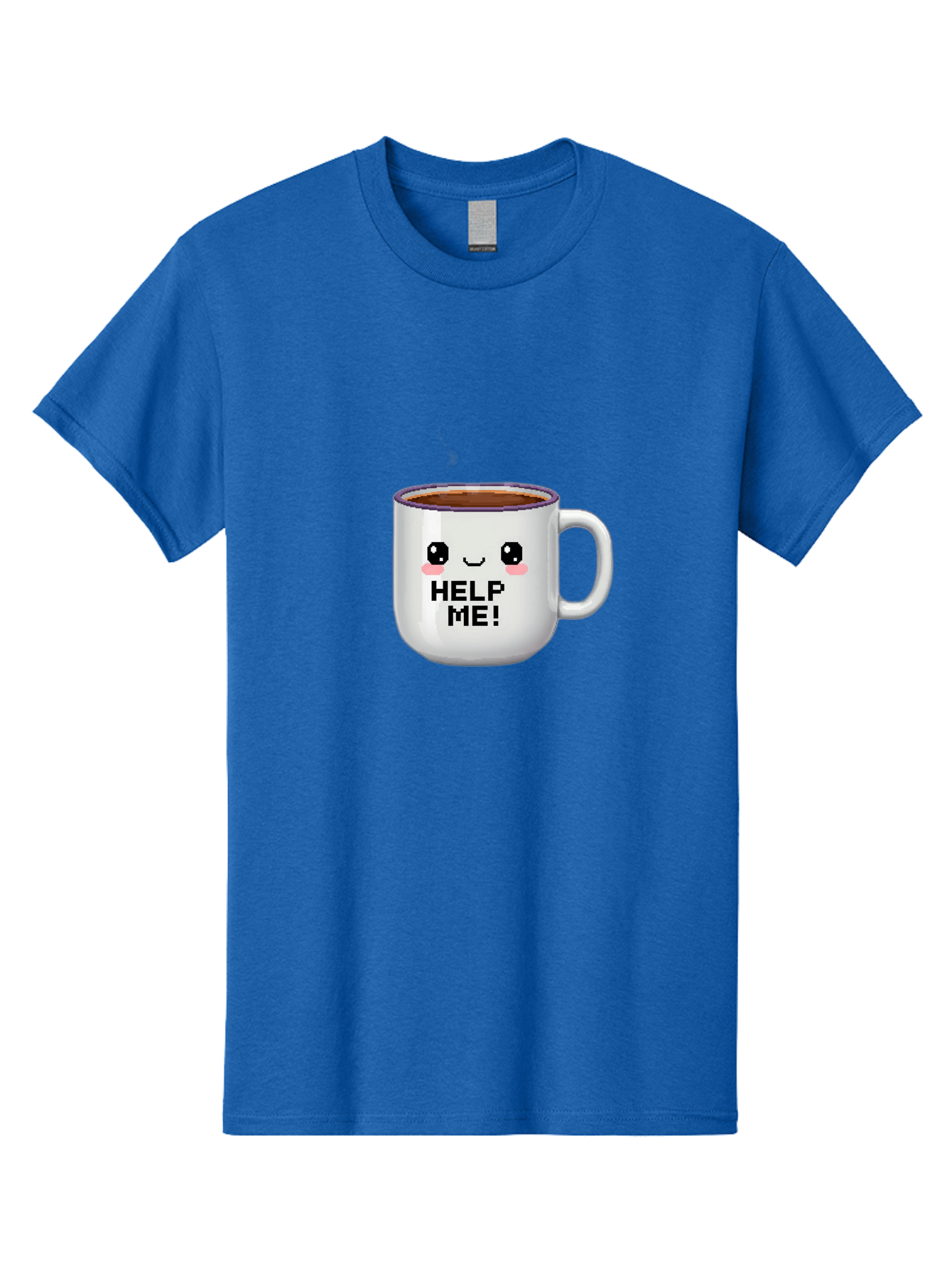 Help-Me-2 Men'S Graphic Tee, 100% Cotton, Comfortable Casual Summer Wear, Machine Washable, Funny Coffee Mug, Cartoon Style, Coffee Cup With Face, Humorous Design, Cute Character, Help Me! Text, Coffee Lover Gift Bac042 13