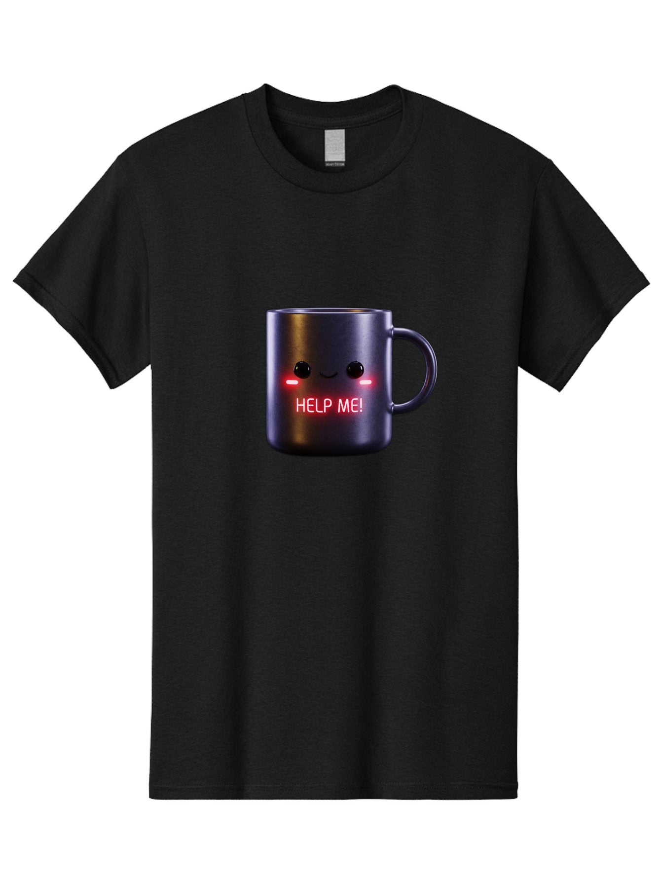 Help-Me-4 Men'S Graphic Tee, 100% Cotton, Comfortable Casual Summer Wear, Machine Washable, Glowing Mug, Distress Signal, Help Me Message, Emotional Coffee Cup, Quirky Design, Unique Gift Idea, Led Coffee Mug Bac044 13