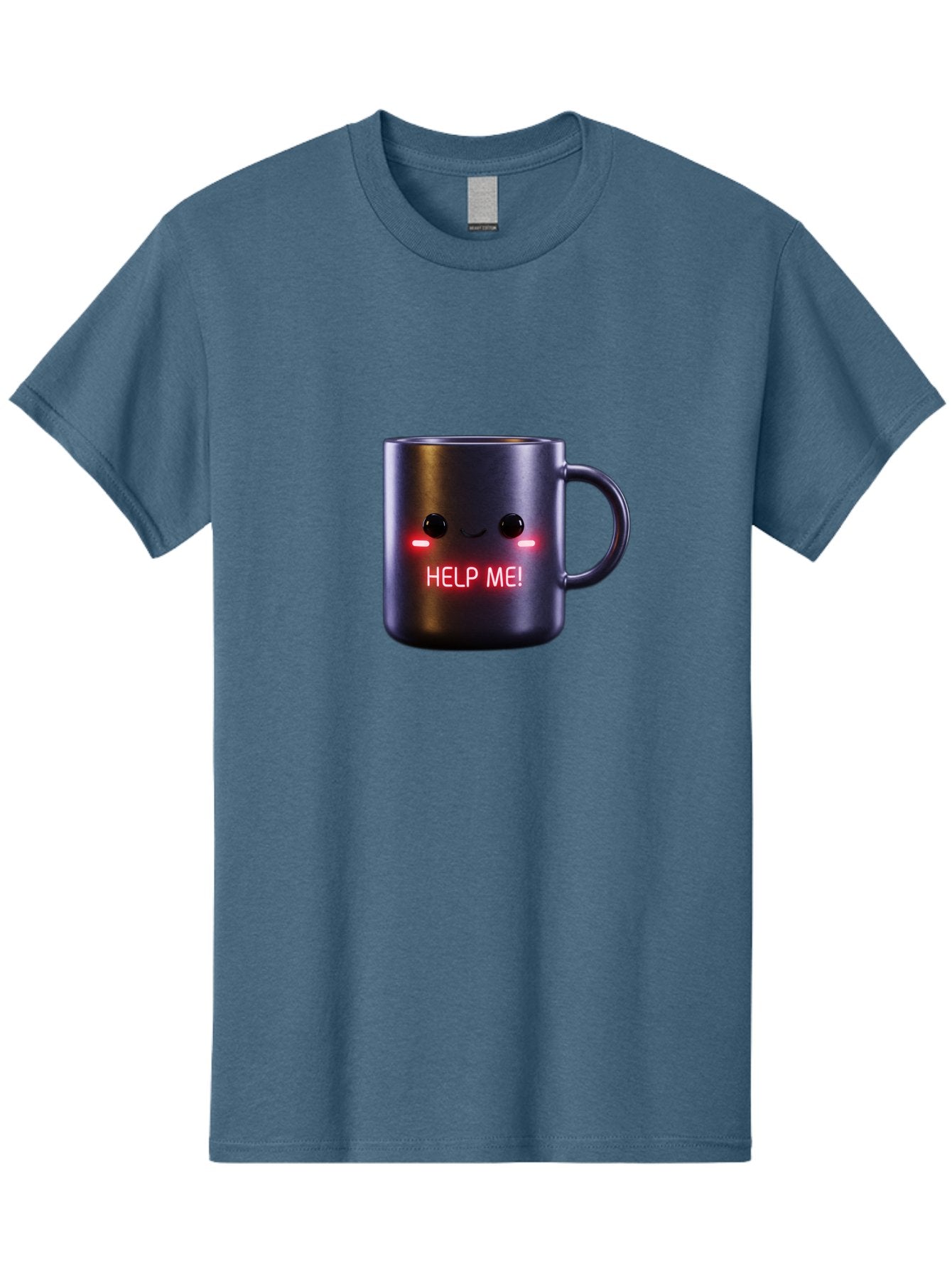 Help-Me-4 Men'S Graphic Tee, 100% Cotton, Comfortable Casual Summer Wear, Machine Washable, Glowing Mug, Distress Signal, Help Me Message, Emotional Coffee Cup, Quirky Design, Unique Gift Idea, Led Coffee Mug Bac044 9