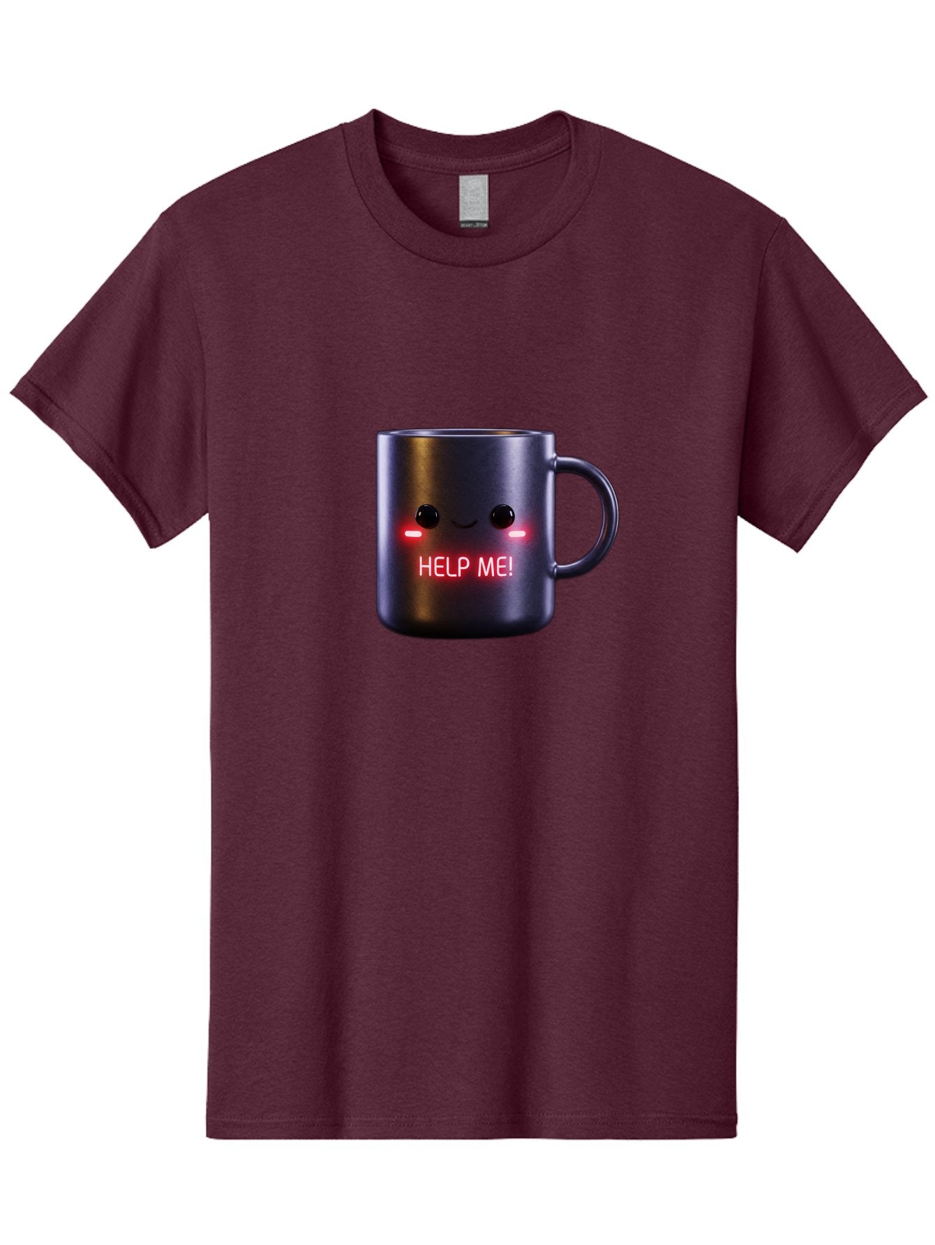 Help-Me-4 Men'S Graphic Tee, 100% Cotton, Comfortable Casual Summer Wear, Machine Washable, Glowing Mug, Distress Signal, Help Me Message, Emotional Coffee Cup, Quirky Design, Unique Gift Idea, Led Coffee Mug Bac044 12