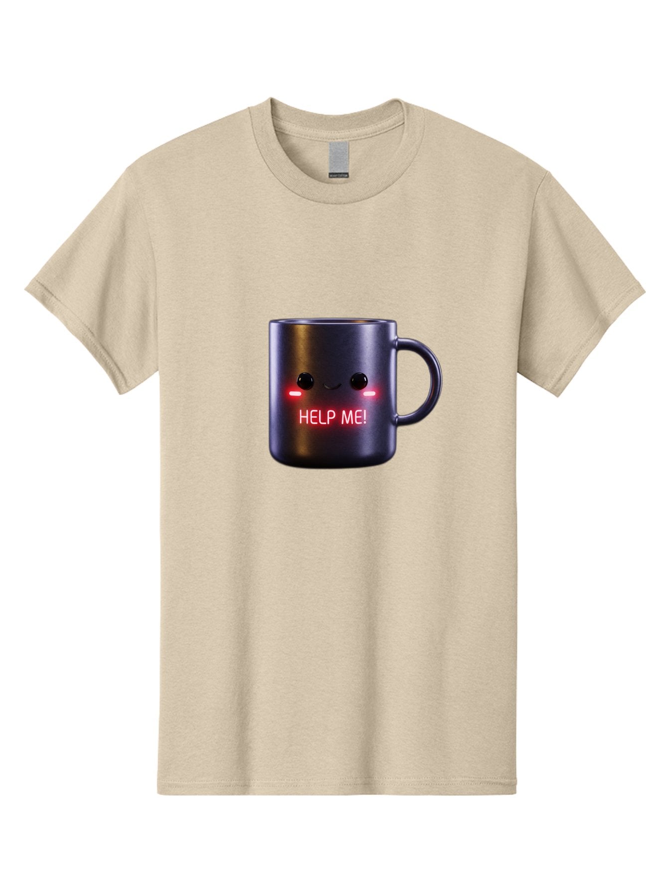 Help-Me-4 Men'S Graphic Tee, 100% Cotton, Comfortable Casual Summer Wear, Machine Washable, Glowing Mug, Distress Signal, Help Me Message, Emotional Coffee Cup, Quirky Design, Unique Gift Idea, Led Coffee Mug Bac044 7
