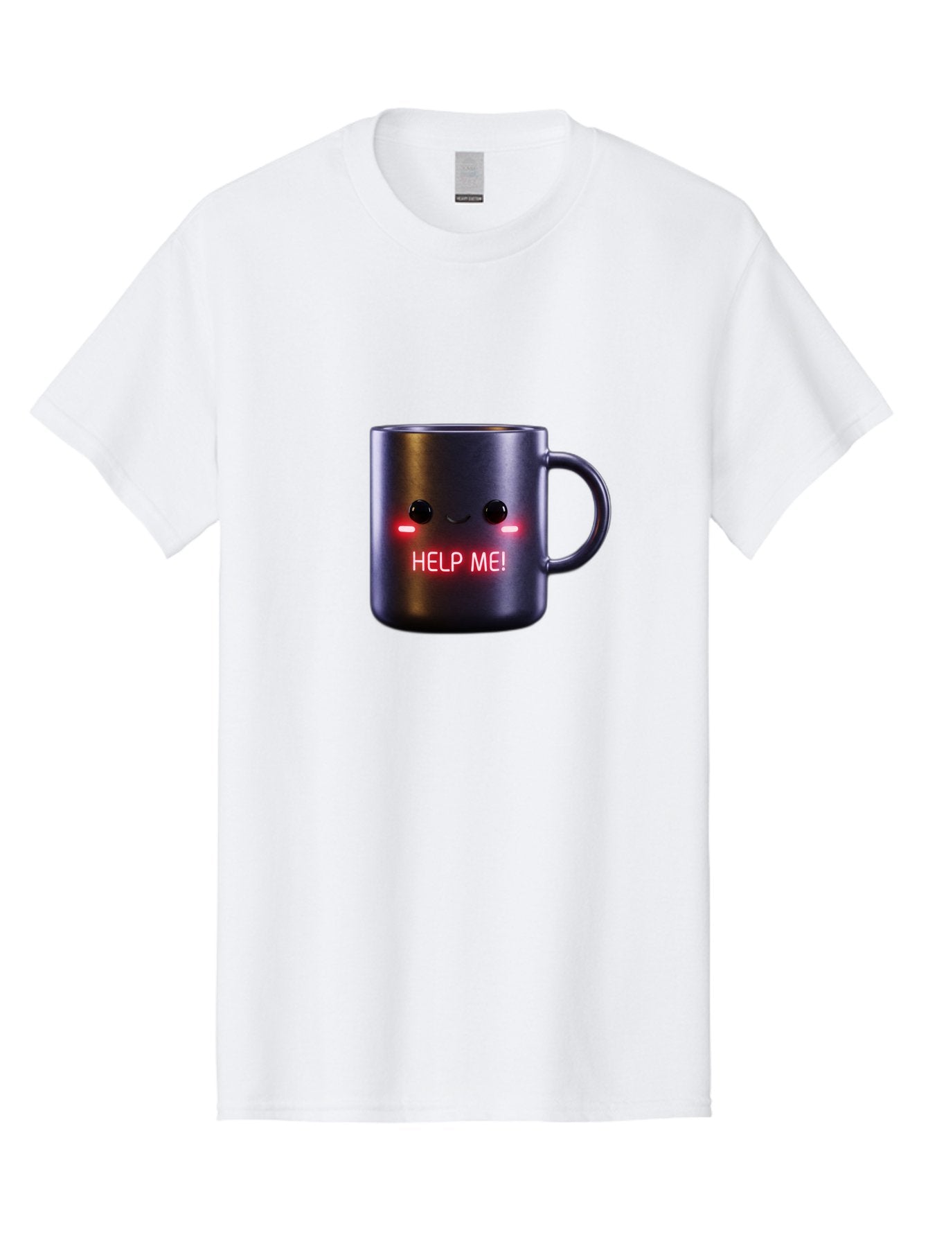 Help-Me-4 Men'S Graphic Tee, 100% Cotton, Comfortable Casual Summer Wear, Machine Washable, Glowing Mug, Distress Signal, Help Me Message, Emotional Coffee Cup, Quirky Design, Unique Gift Idea, Led Coffee Mug Bac044 3